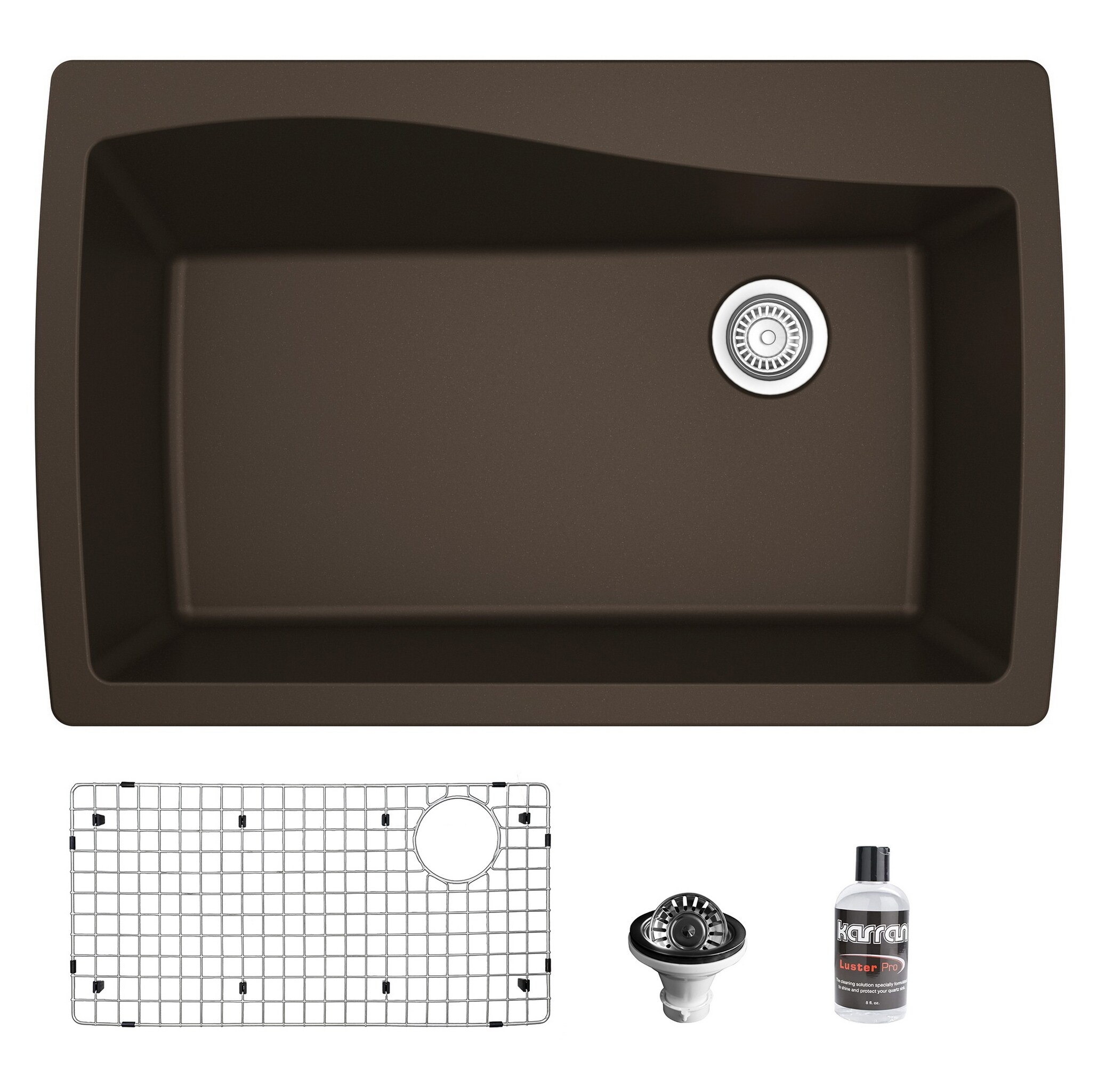 Karran QT-722-BR-PK1 Drop-in or undermount 34-in x 22-in Quartz Single bowl 1-Hole Kitchen Sink