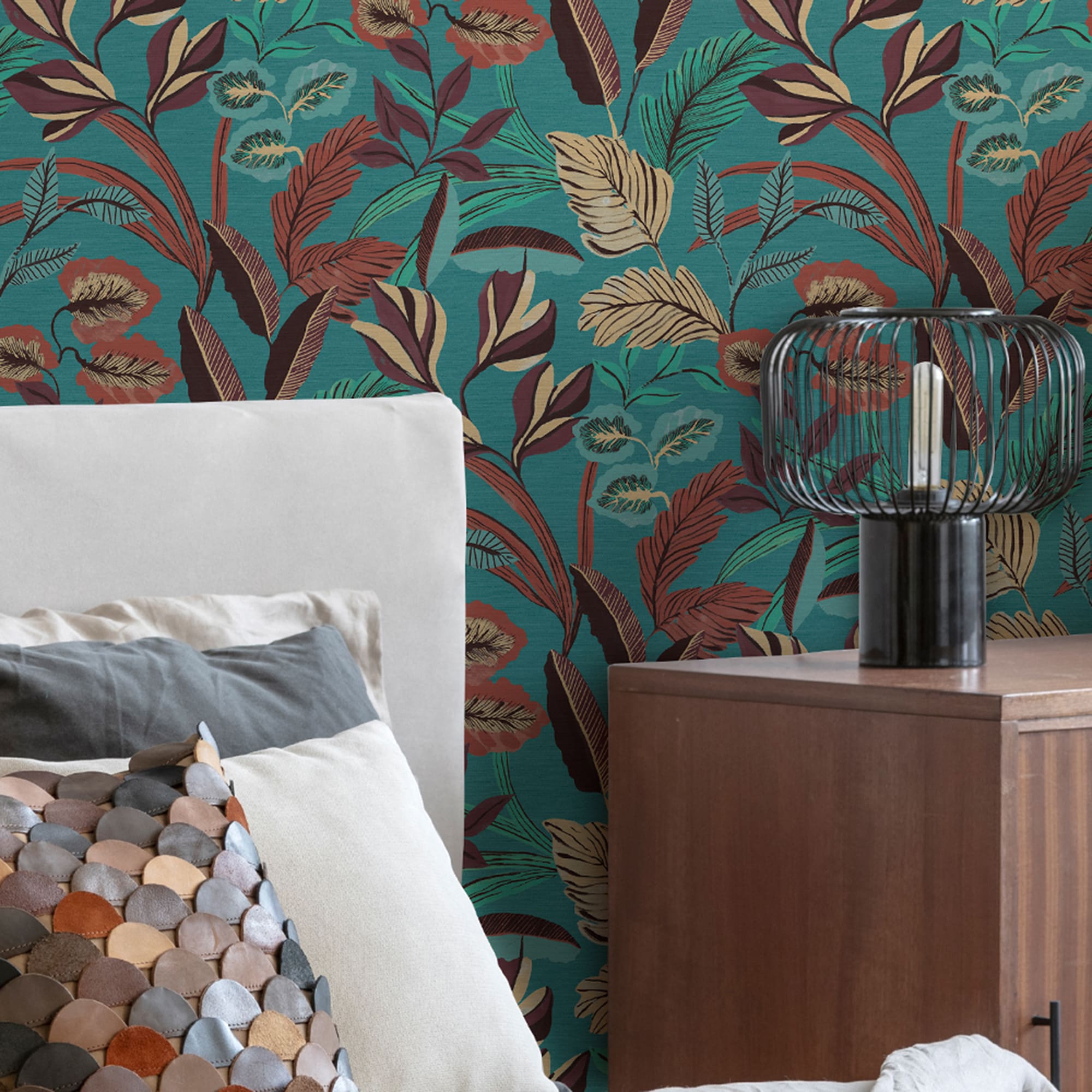 Sublime Paradise Arts Blue Floral Non-Pasted Vinyl Wallpaper