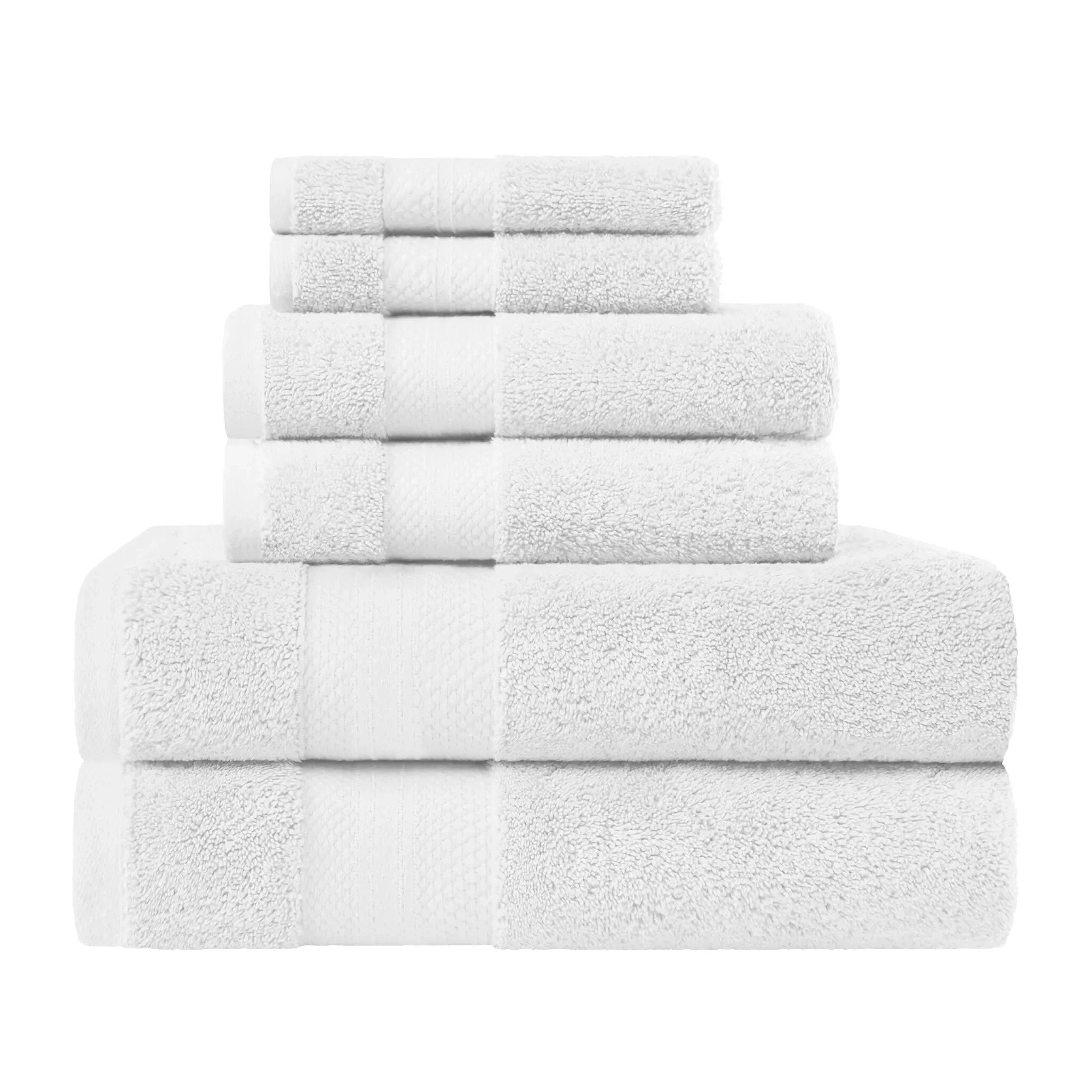 Slickblue 6 Piece Turkish Cotton Quick Dry Terry Bath Towel Set for Home Bathroom Guest Bathroom Vacation Home Multiple Color Options