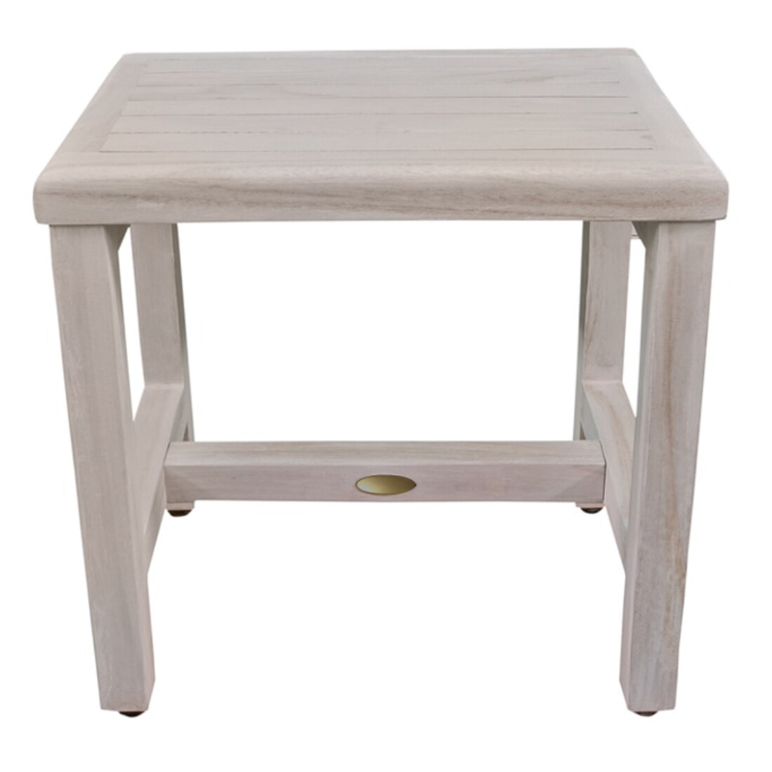 HomeRoots 4000376715 Compact Rectangular Teak Shower or Outdoor Bench in Driftwood Finish
