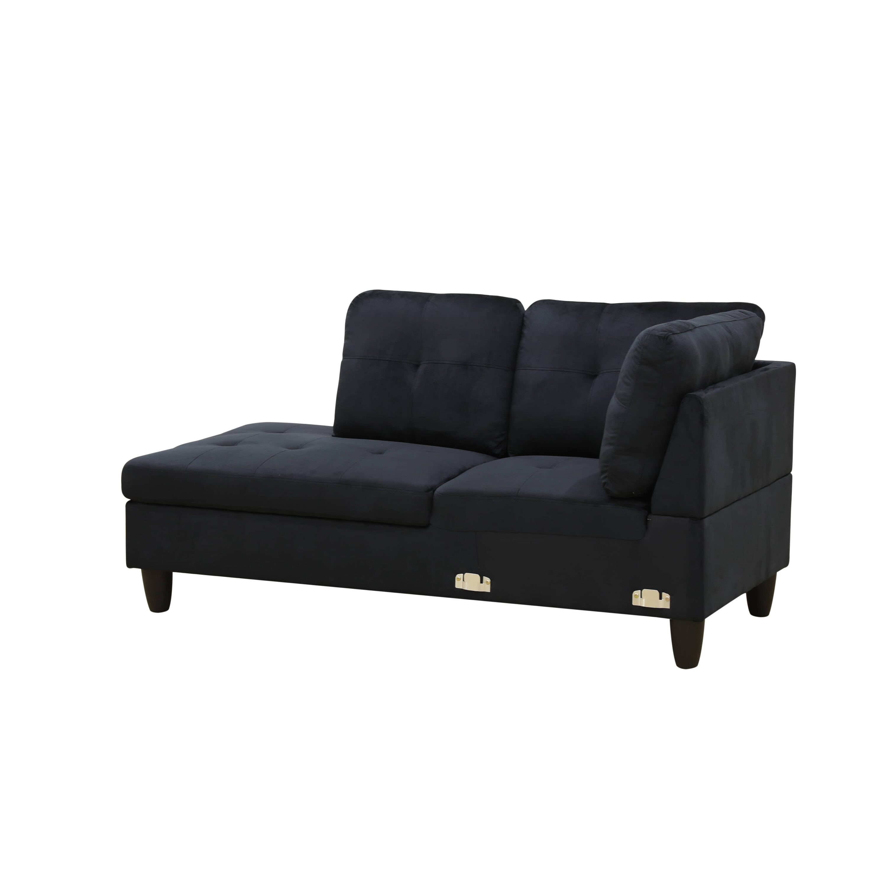 Black storage ottoman with handle and legs