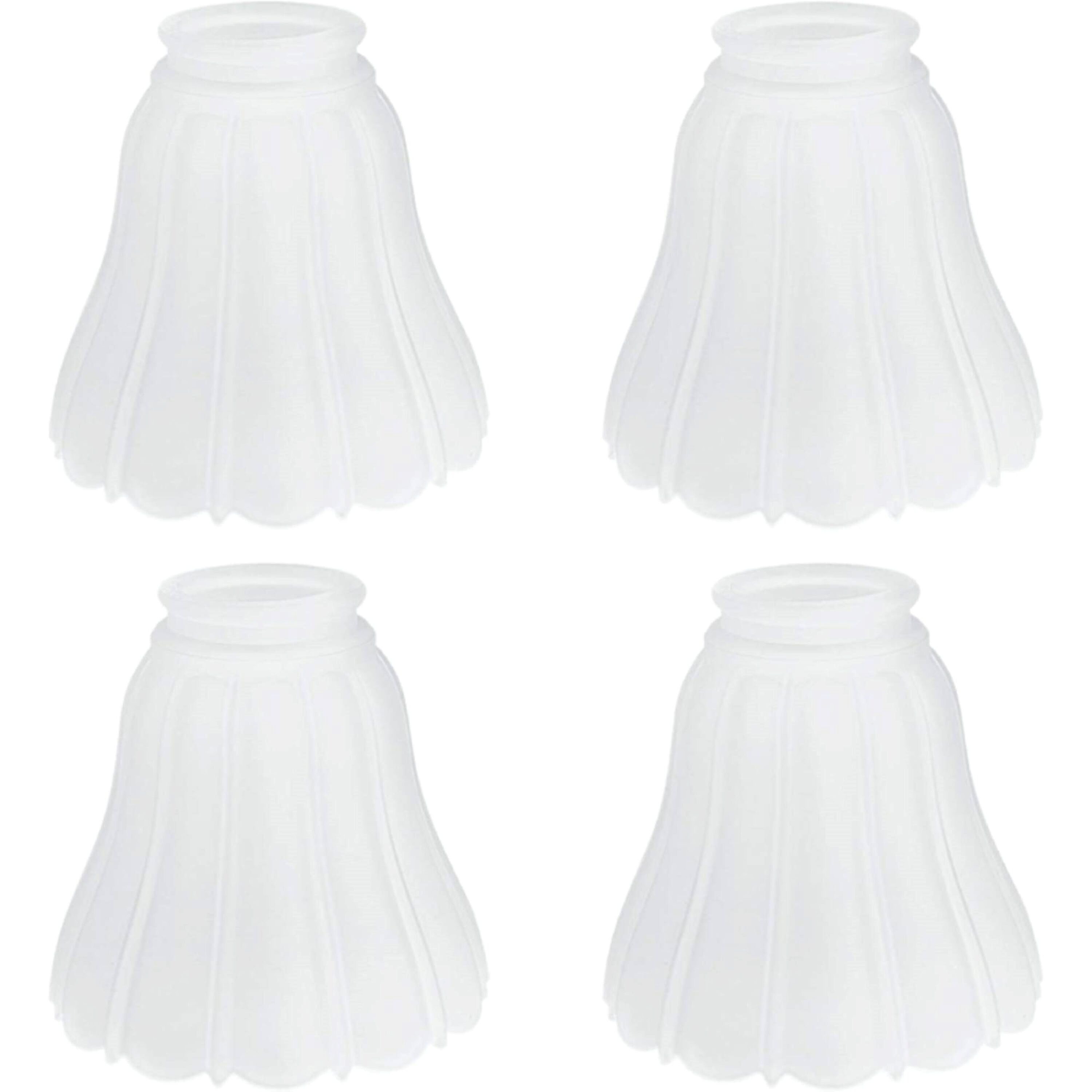 Aspen Creative Corporation 23087-4 4.5-in x 4.875-in Bell Frosted Ribbed glass Ceiling fan light shade with 2-1/8-in Fitter (Setscrew Fitter)