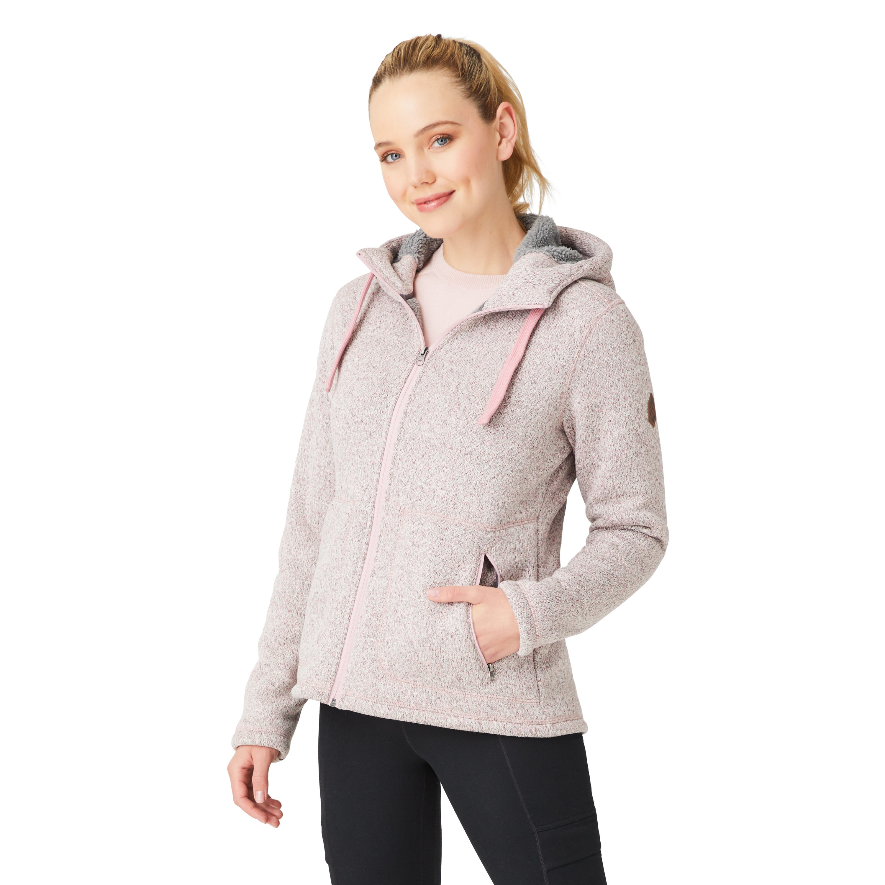 Free Country Women's Dusty Pink Polyester Hooded Insulated Fleece