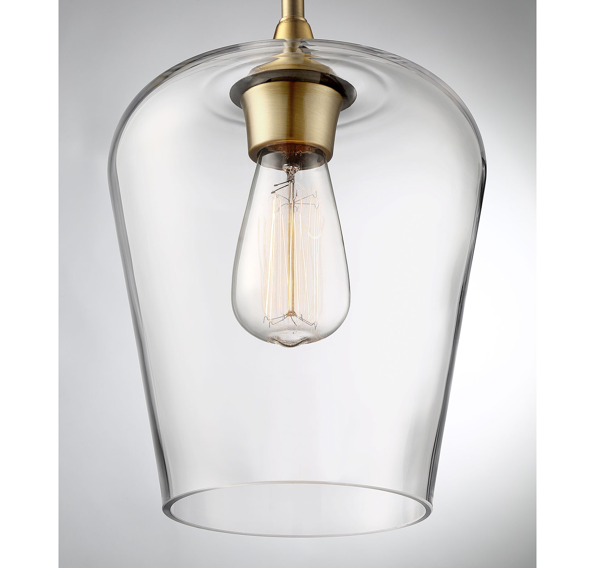 Octave Warm Brass Curved Glass Minimalist Pendant Light
