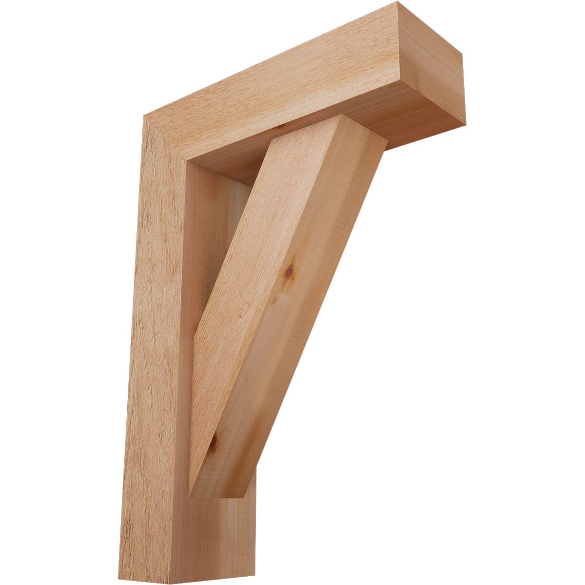 Ekena Millwork 1464736 Traditional Block Rough Sawn Bracket with Offset Brace 6-in x 18-in x 26-in Western red cedar Brown Wood Standard bracket