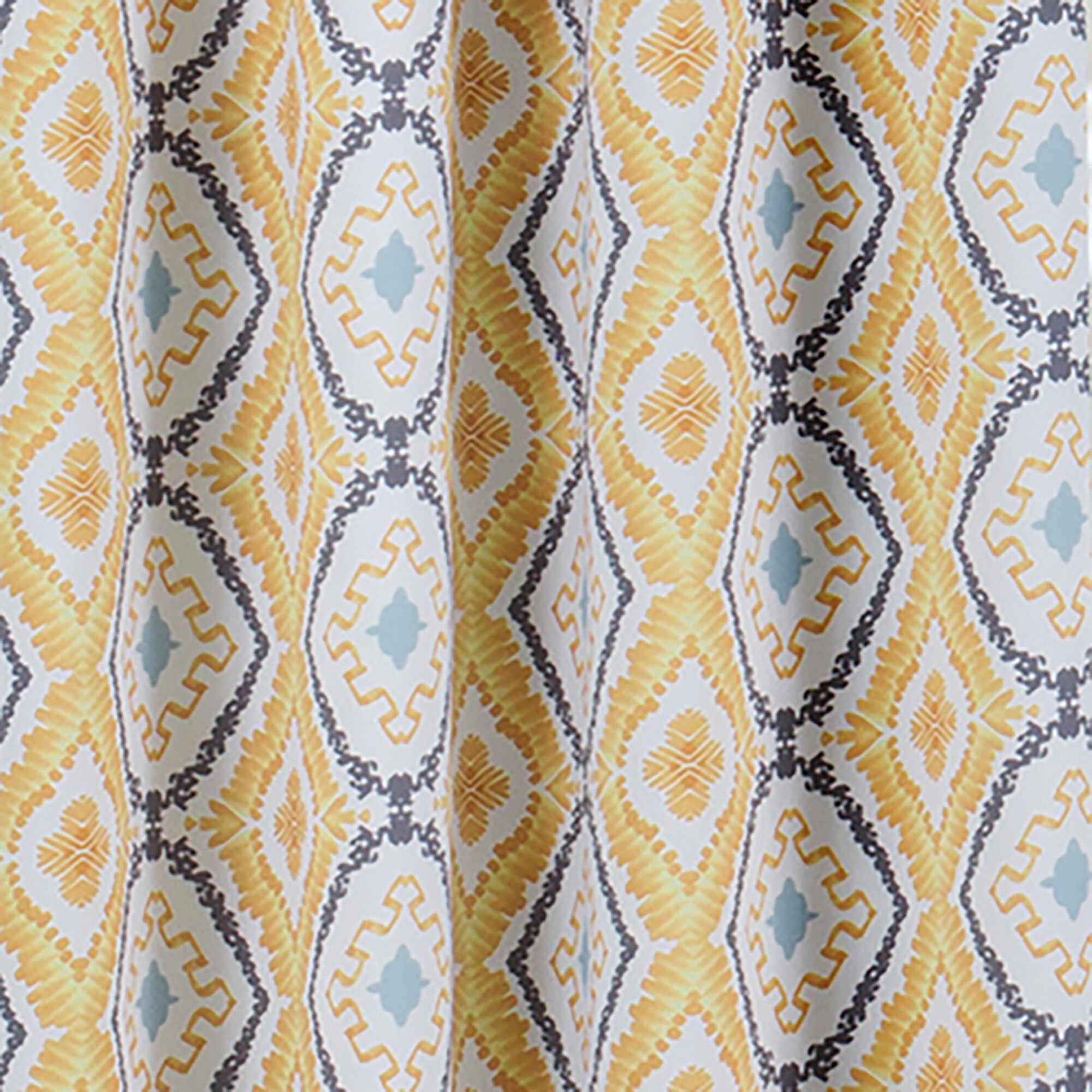 Gold Bohemian Ikat Blackout Polyester Rod Pocket Curtains
