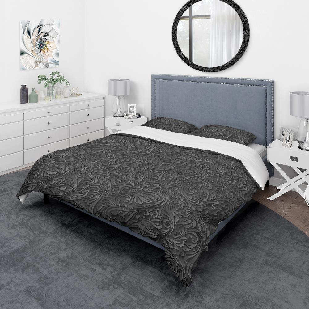 Designart BED19284-Q 3 -Piece Black Queen Duvet cover Set