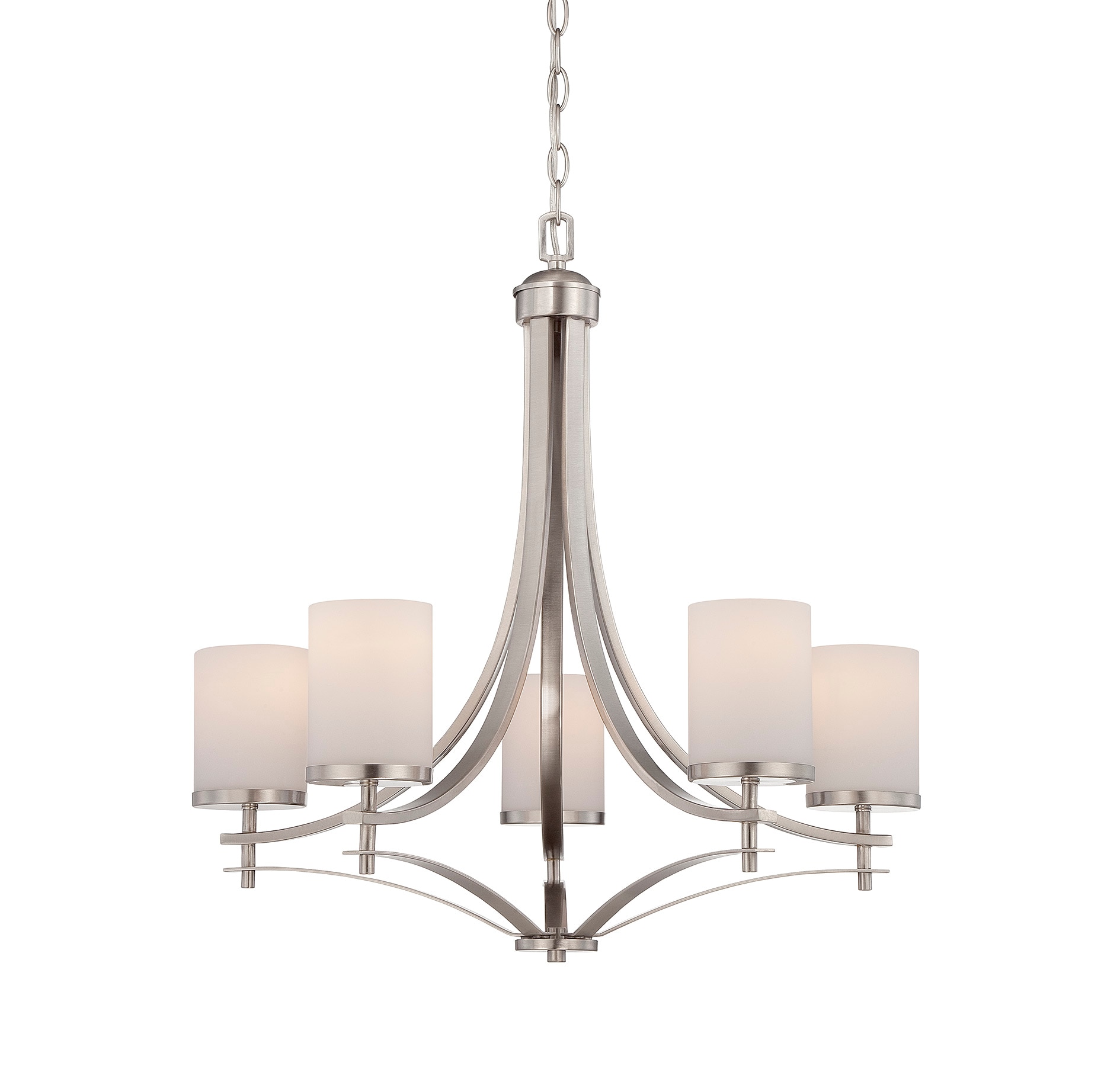 Colton Satin Nickel 5-Light Chandelier with White Opal Glass
