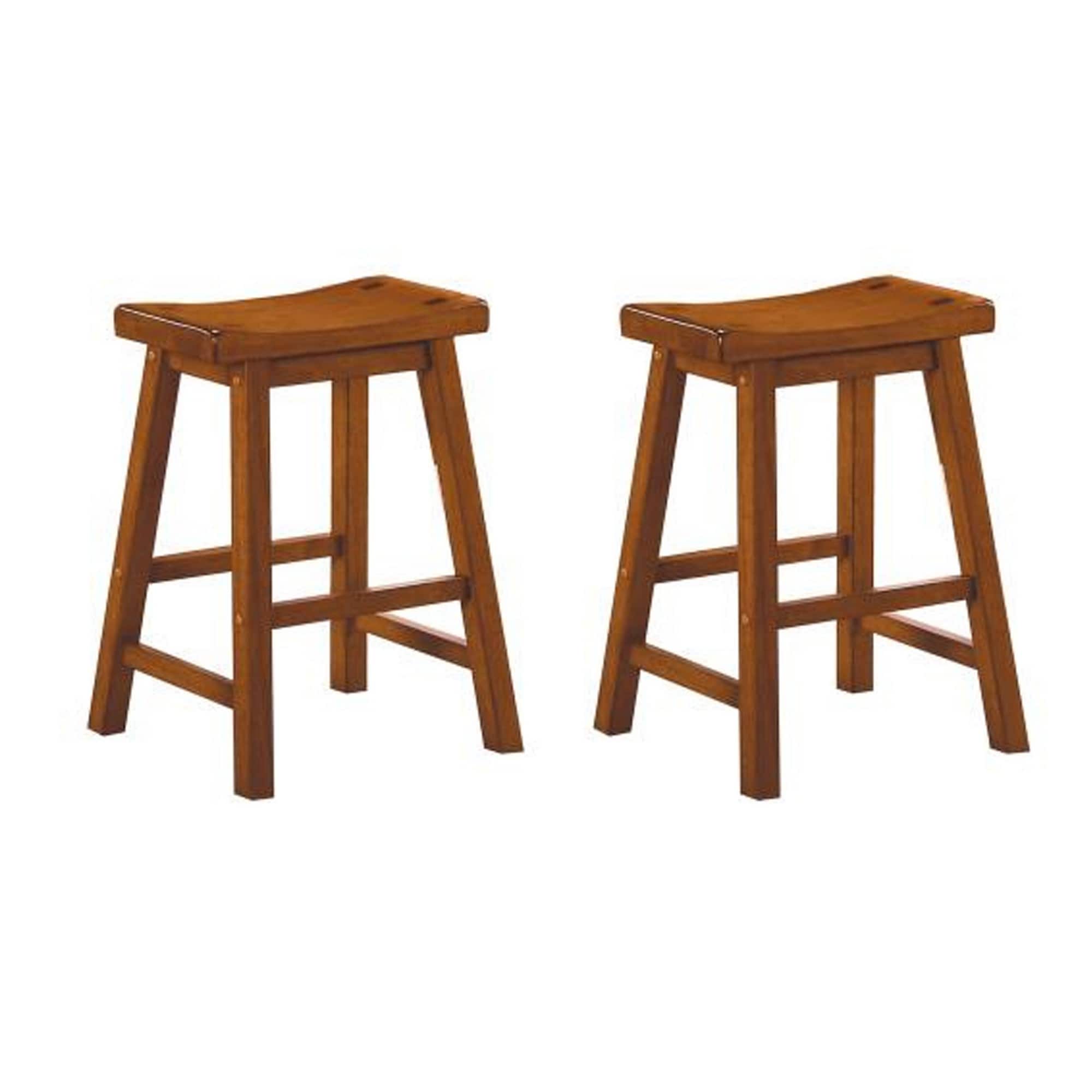 Saddle Style 24" Backless Solid Wood Bar Stool in Brown
