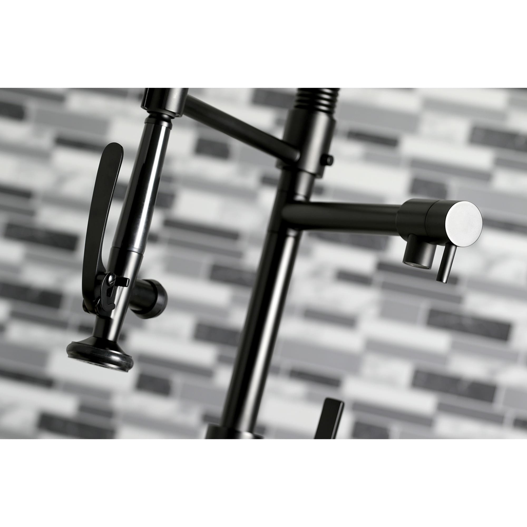 Kingston Brass WLLS8500CTL Continental Matte Black Double Handle Deck-mount Pre-rinse Kitchen Faucet ( Deck Plate Included )
