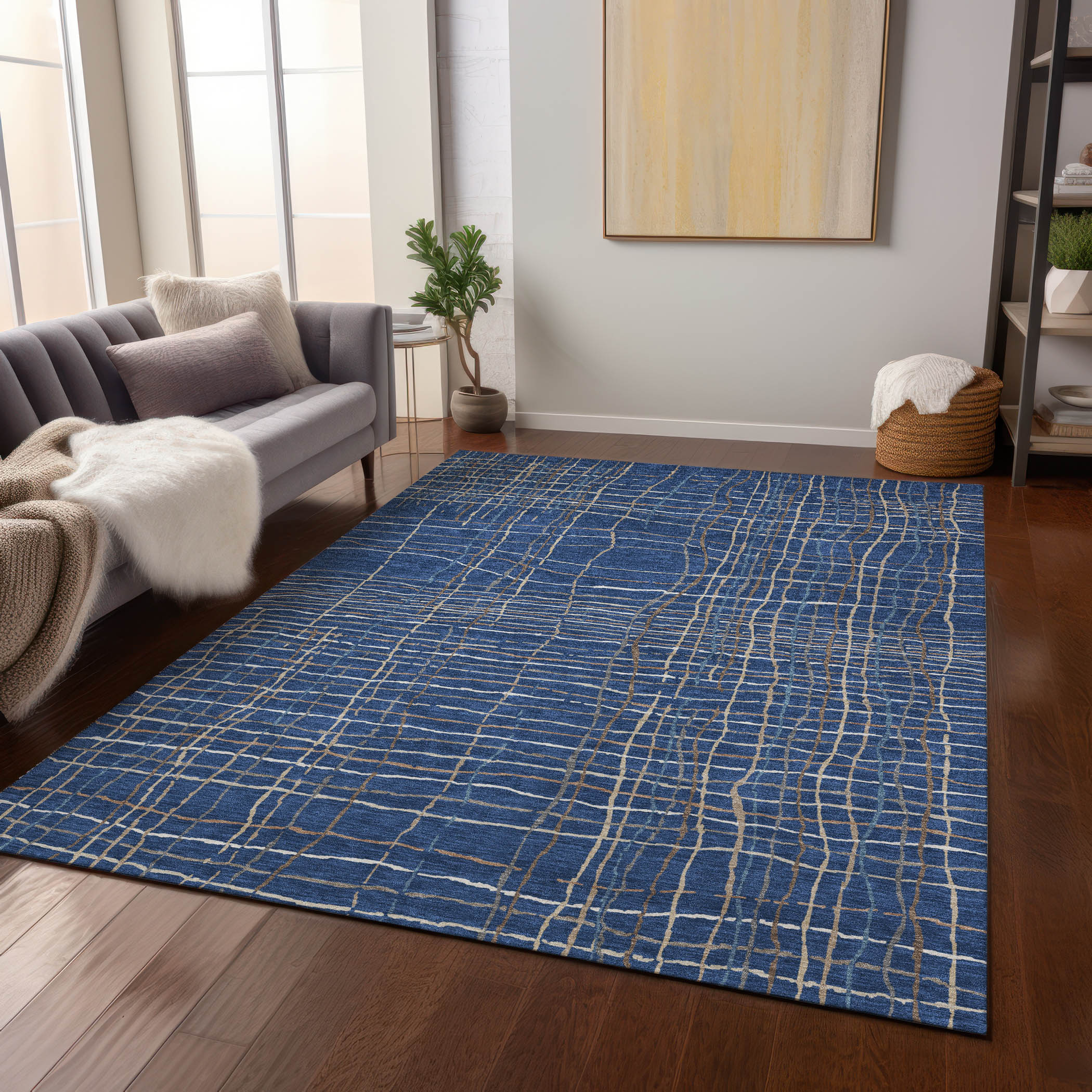 Addison Rugs ACN998NA5X8 Chantille ACN998NA 5 x 7 (ft) Polyester Navy Rectangular Indoor/Outdoor Geometric Area rug