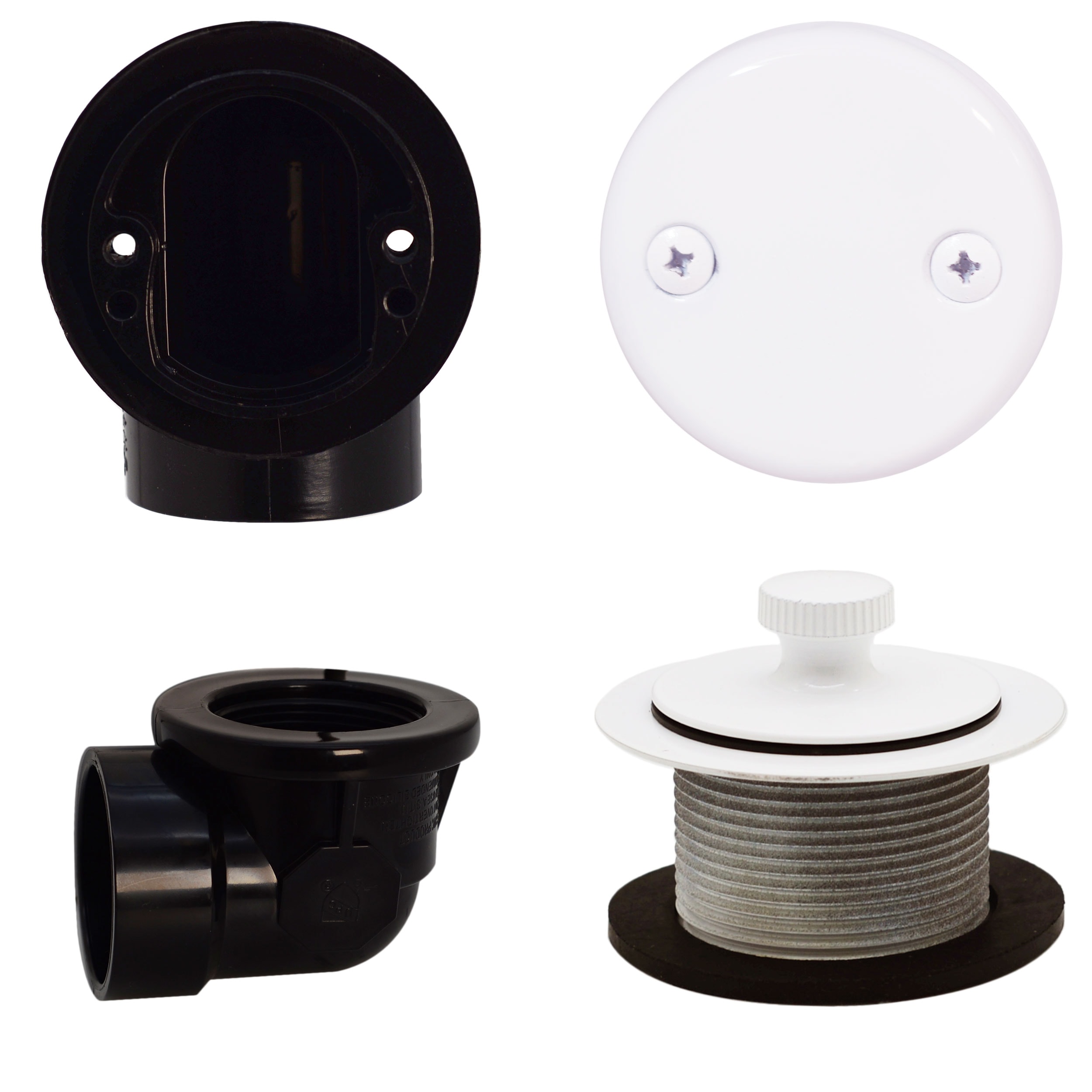 WESTBRASS D544-50 Twist and Close Sch. 40 Abs Plumber's Pack with Two-hole Elbow In Powder Coat White