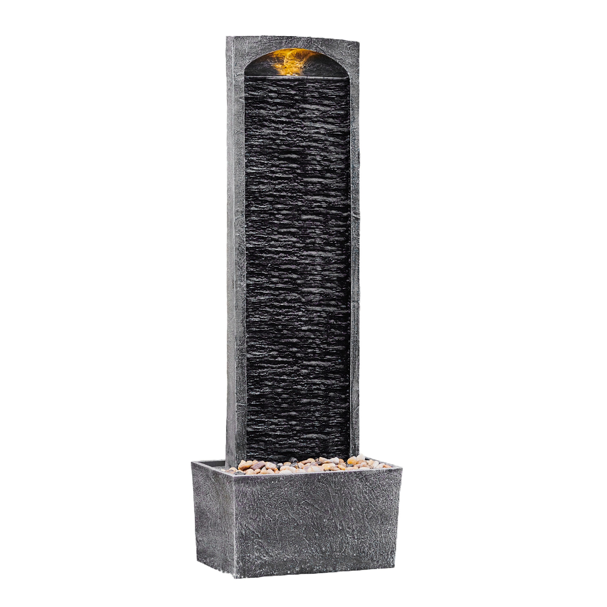 Teamson Home FT0424GR 38.58-in H Resin Electric Powered Rock Waterfall Outdoor Fountain Pump Included