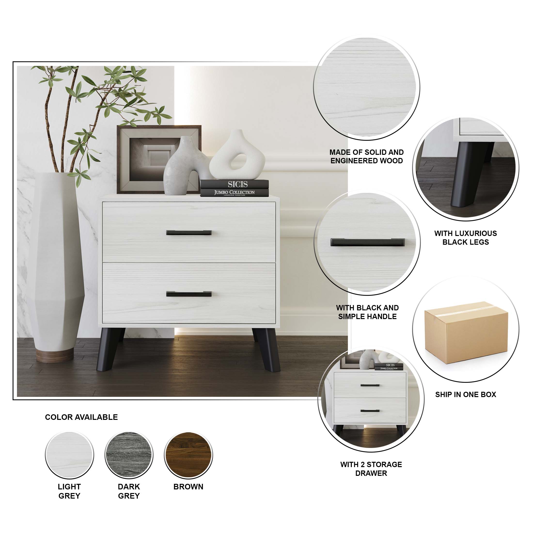 CasePiece C90135NS-LGY nightstands - View #9