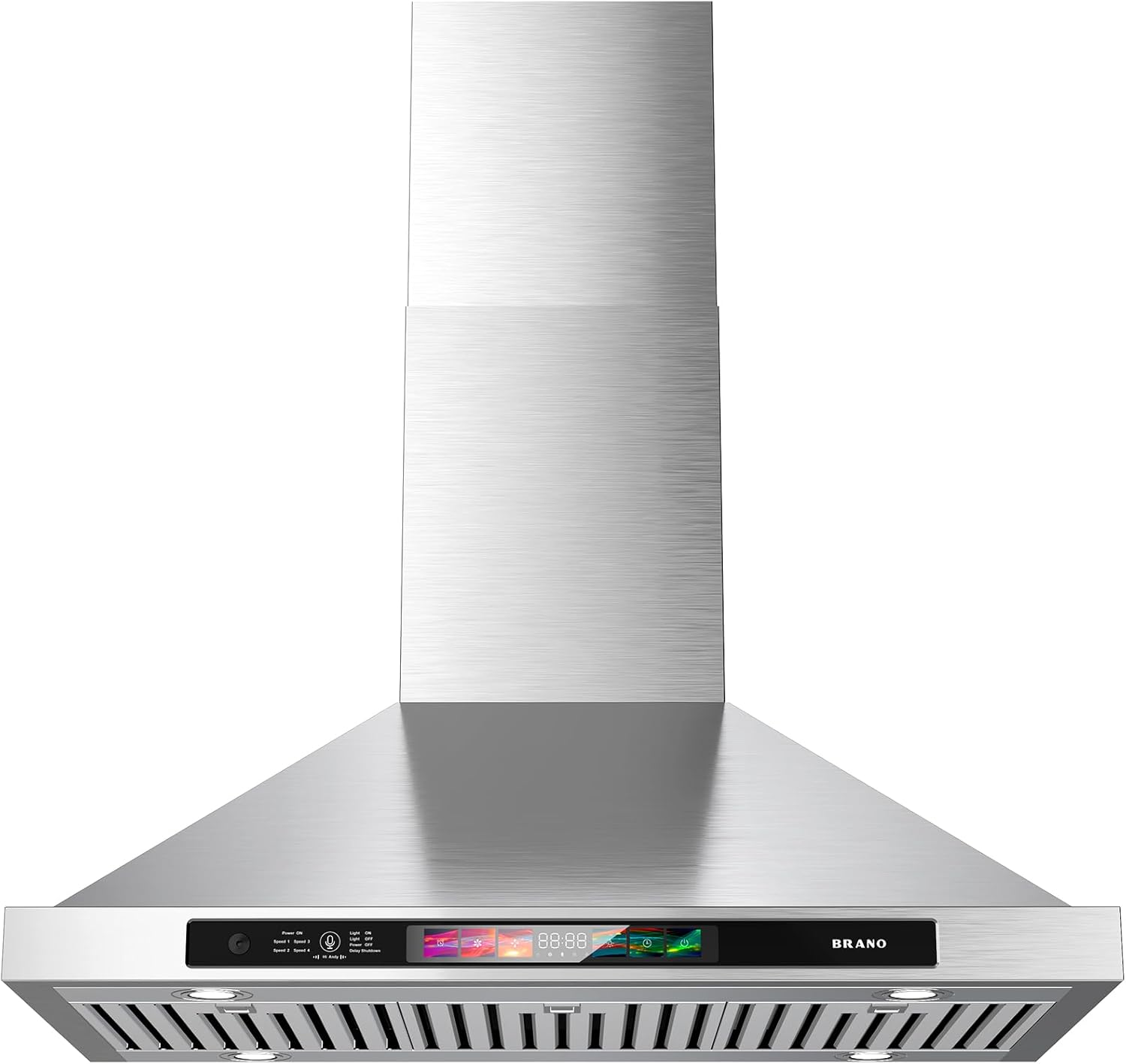 Damerin IU-RD08 30 inch Convertible 900-CFM Sliver Wall-Mounted Range Hood with Charcoal Filter
