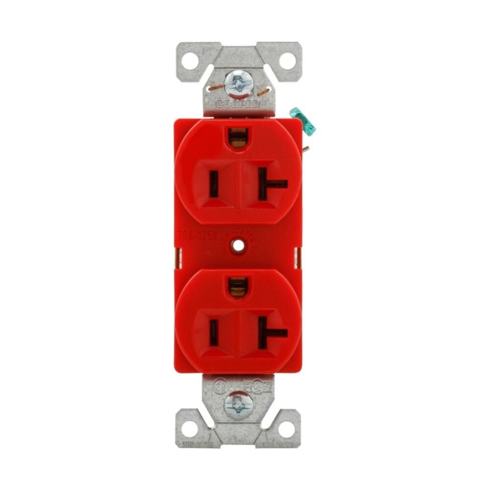 Eaton BR20RD 20-Amp 125-volt Commercial Duplex Outlet, Red