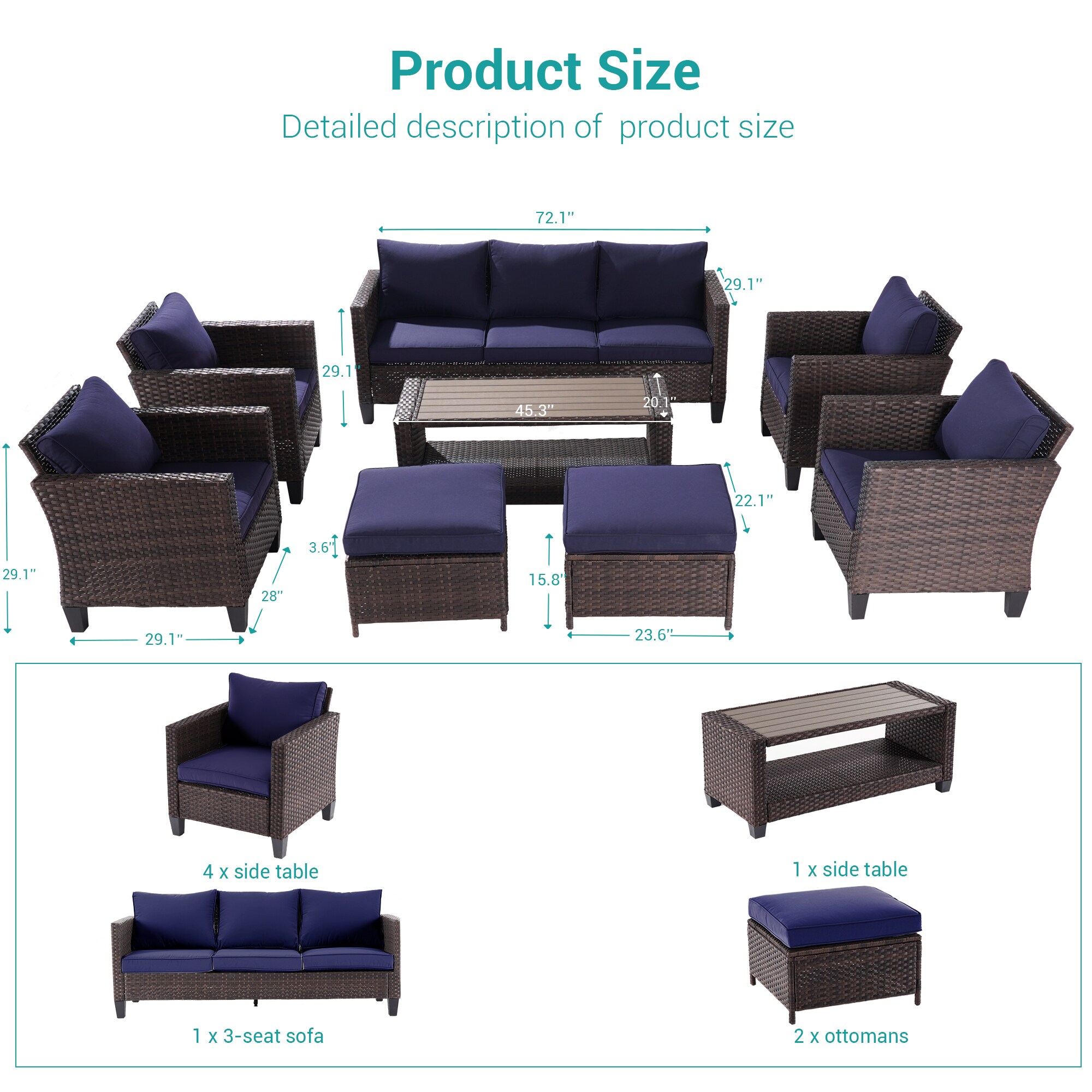 Sonkuki SD-AB-BNY-95S1T3 Patio-Conversation-Sets - View #3