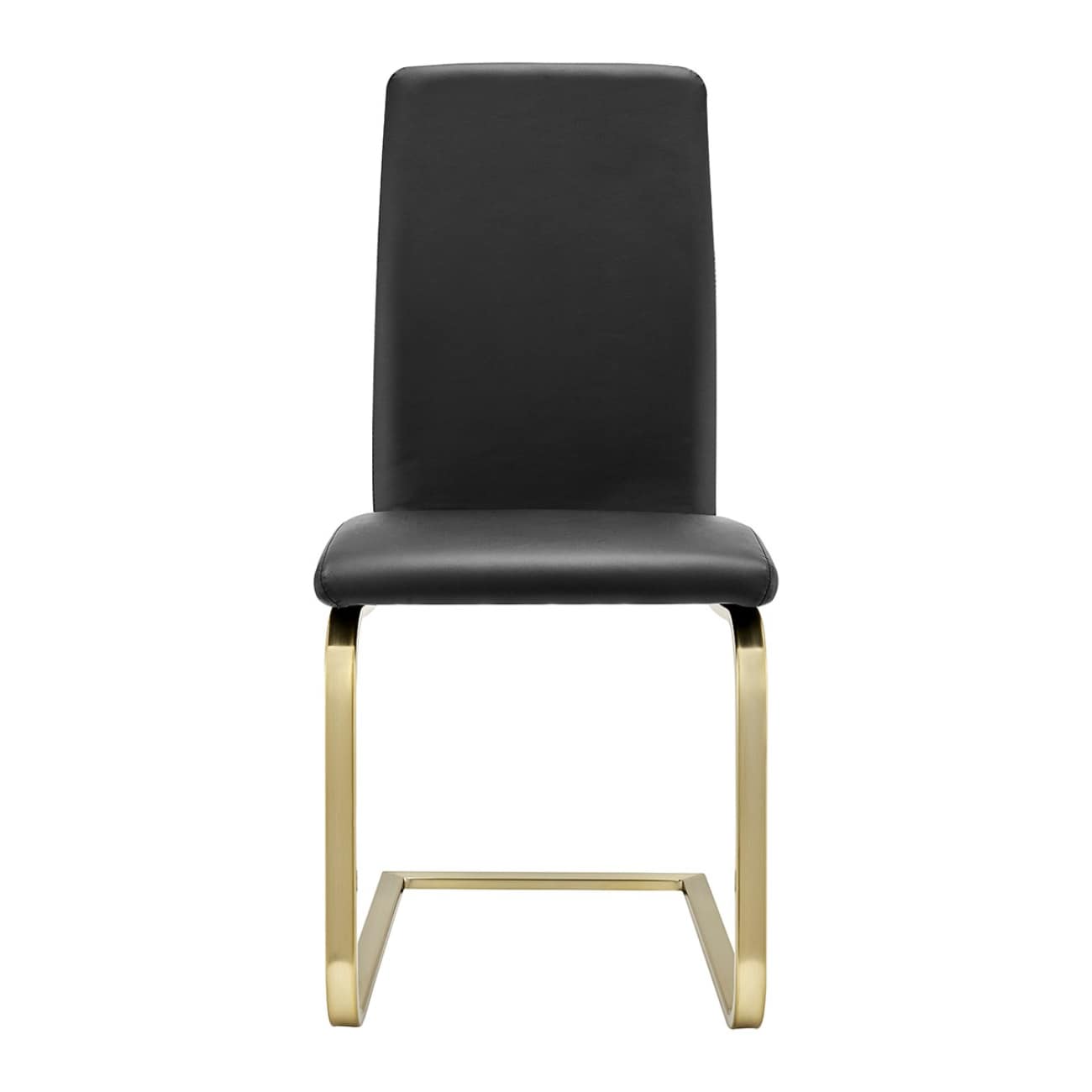 Set of 2 Contemporary/Modern Faux Leather Upholstered Dining Side Chair (Metal Frame) in Black | - HomeRoots 4000400660