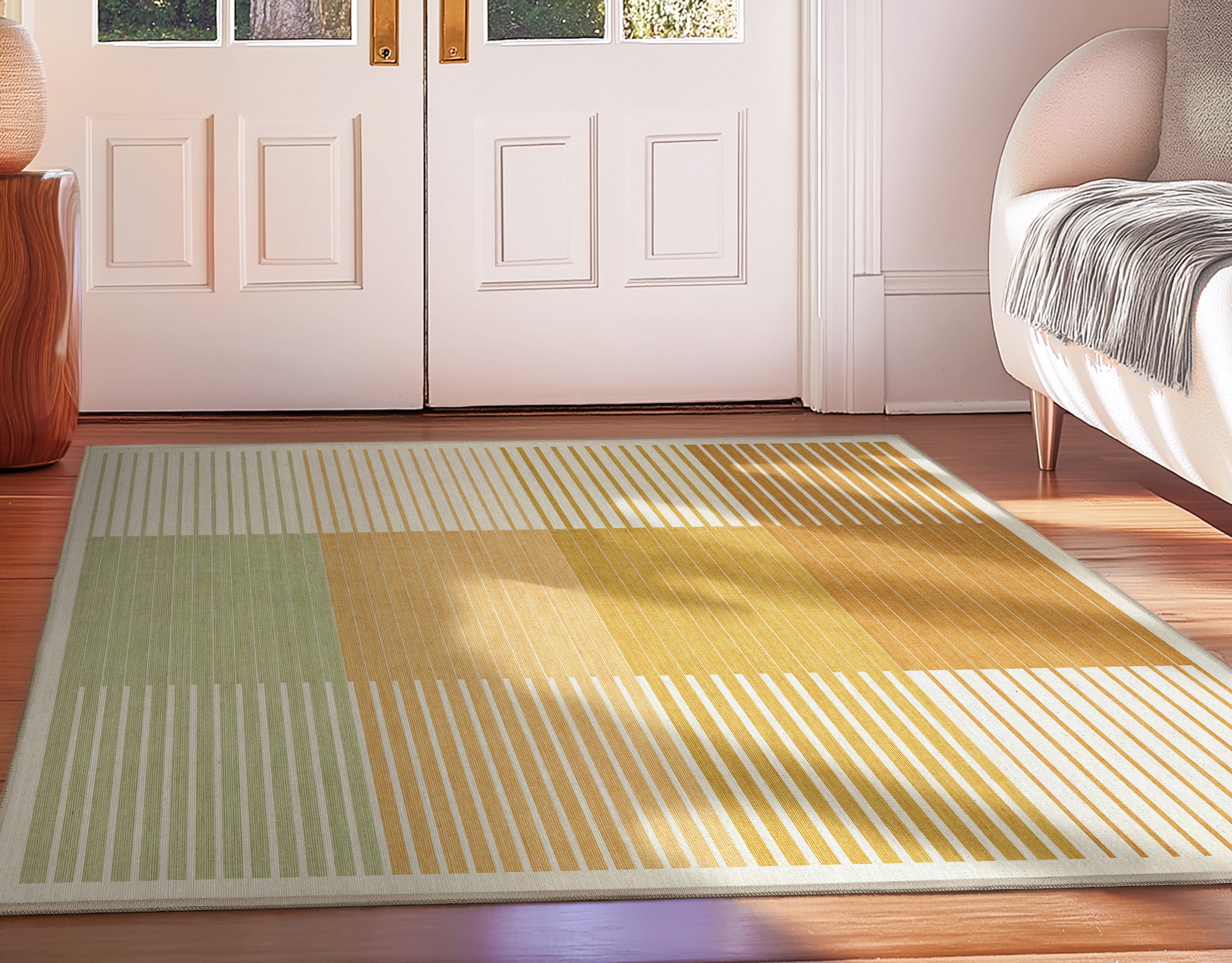 Well Woven W-APE-13A-4 Apollo Elemental 3 x 5 (ft) Polyester Yellow Rectangular Indoor Geometric Mid-Century Modern Area rug