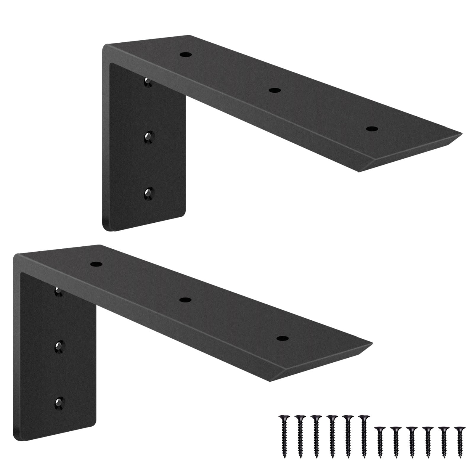 Wudkey 2 -Pack 10 in. x 6 in. x 2.5 in. Heavy Duty Countertop Support Brackets Concealed L Shelf Brackets for Granite Quartz Wood and Concrete Strong Iron Support Holds up to 300 lbs #L4-YP6P9W