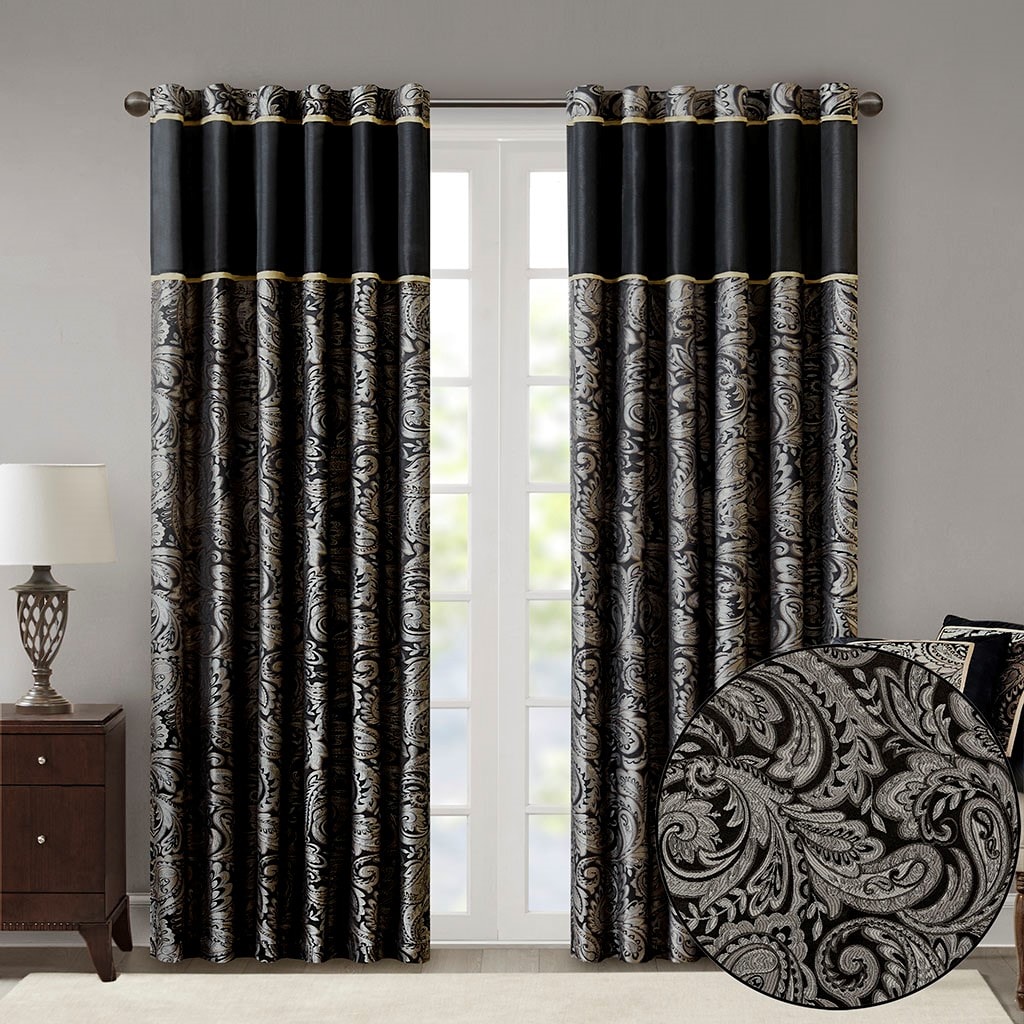 LOVMOR SF-M-B03598084 Jacquard Curtain Panel Pair 2 Pcs Window Panels