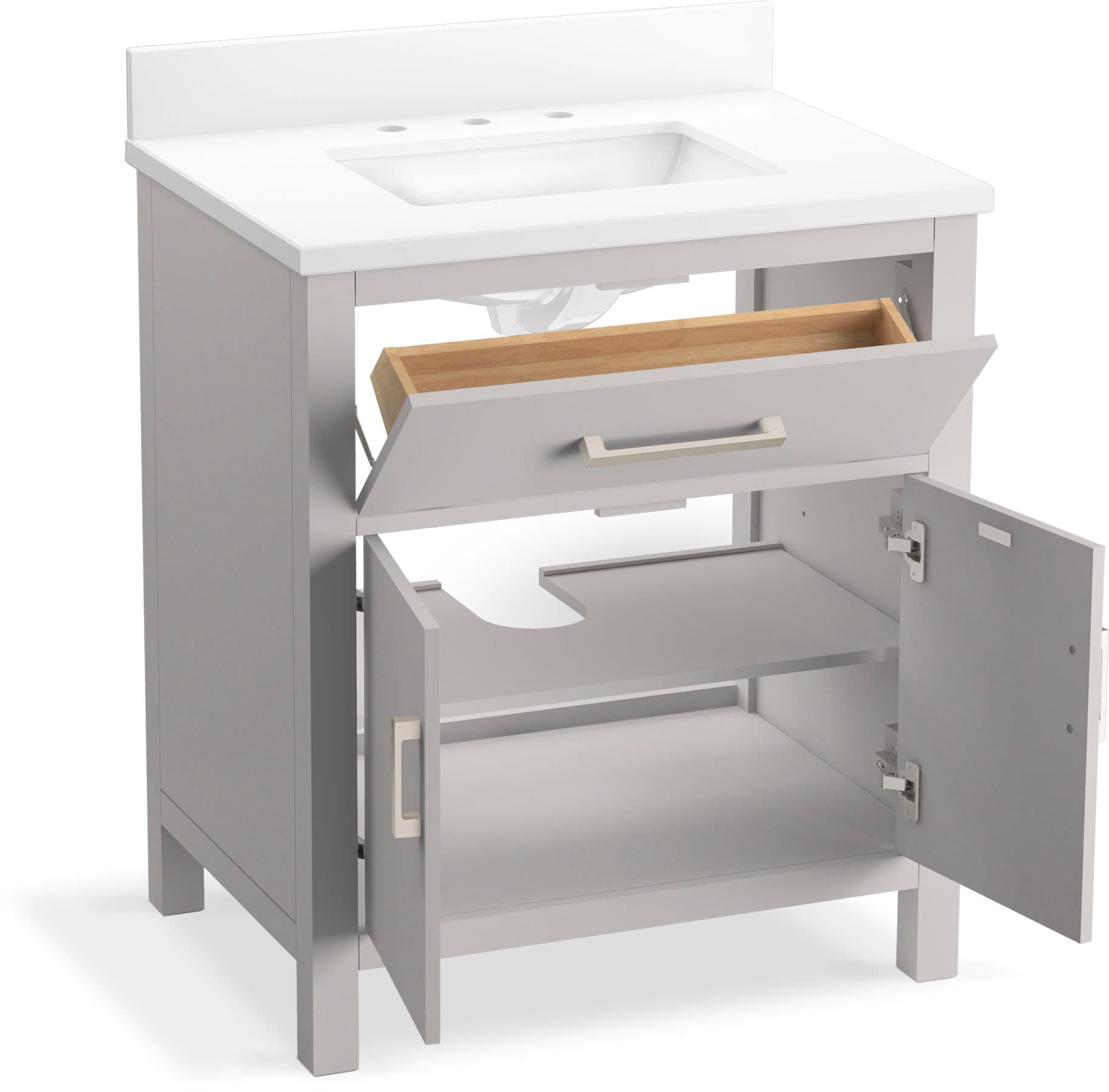 Kresla 30" Atmos Gray Bathroom Vanity with Quartz Top