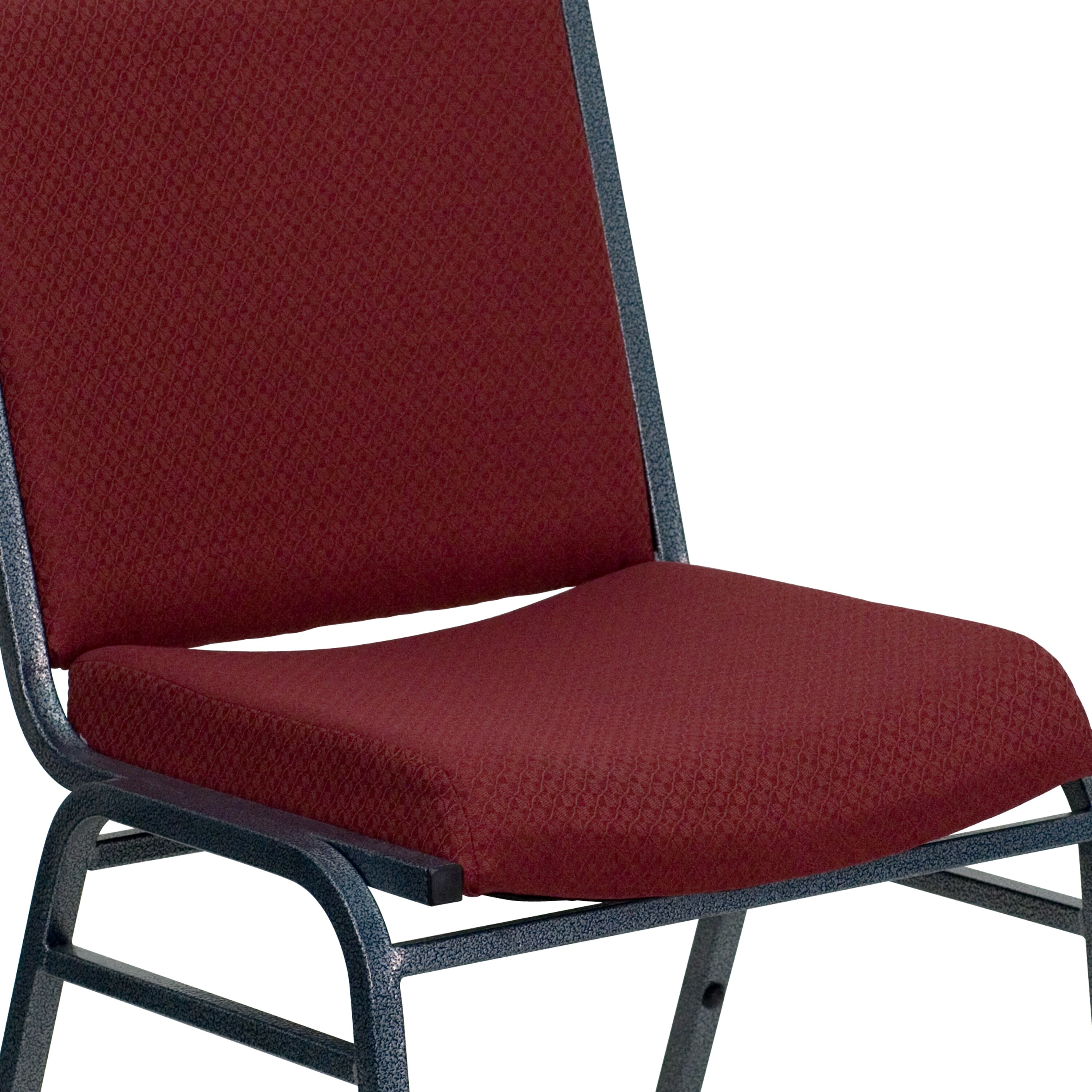 Burgundy Patterned Fabric Armless Stacking Reception Chair