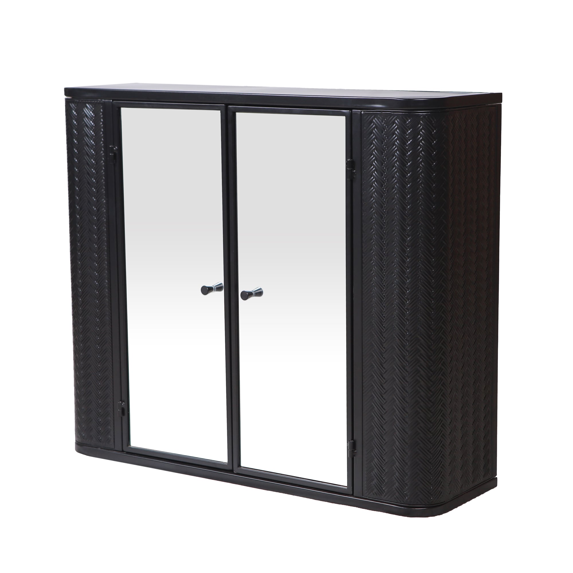 Forclover WBSGOYF07 Bathroom Cabinet with Mirror 27.55-in x 23.62-in Surface Mount Black Mirrored Rectangle Medicine Cabinet