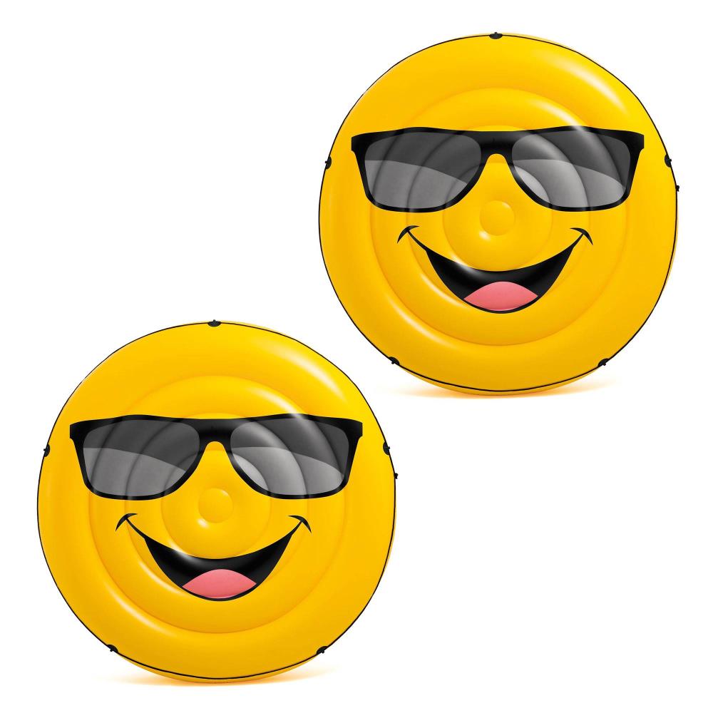 68" Intex Emoji Smiley Inflatable Float Island Beach Pool Lilo Jumbo Lounger Toy 