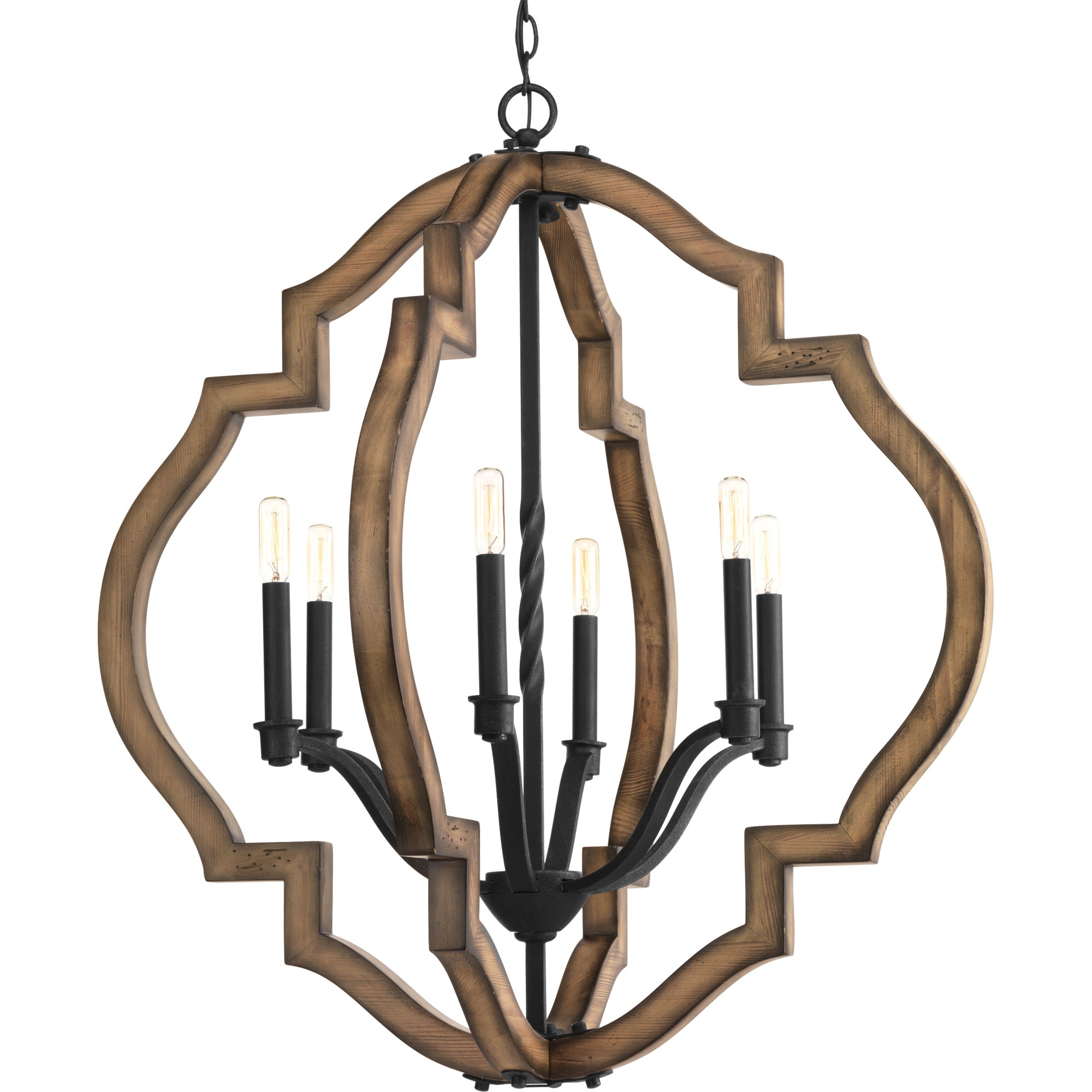 Progress Lighting Spicewood 6-Light Black Farmhouse Chandelier