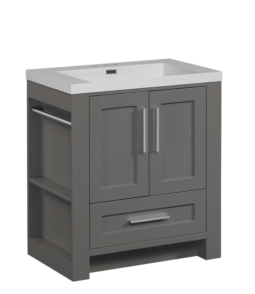 Runfine Aubrey 30-in Gray Single Sink Bathroom Vanity with White ...