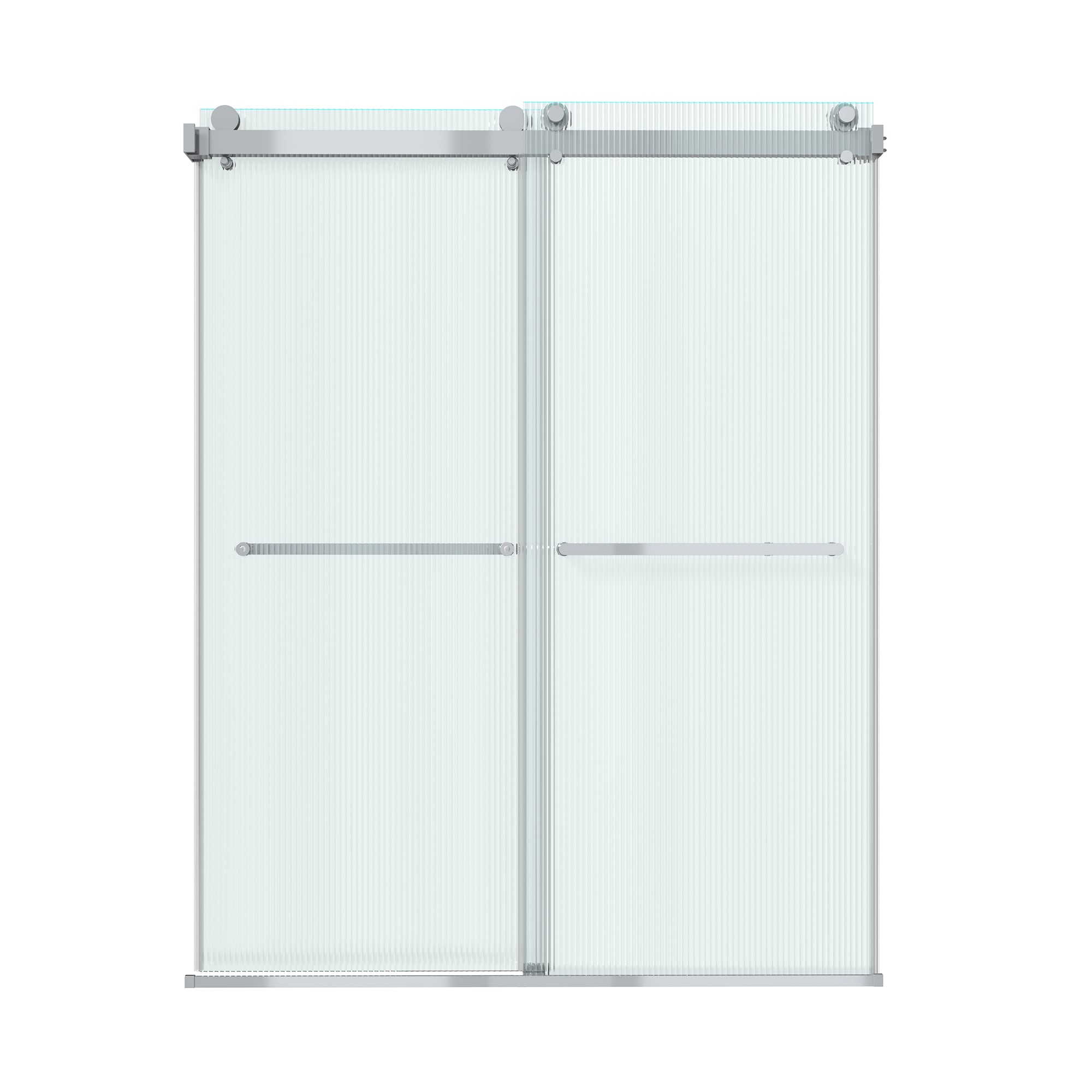 CASAINC CA13DE016076CH Chrome 59-in to 60-in W x 76-in H Frameless Fluted Glass Bypass Sliding Shower door