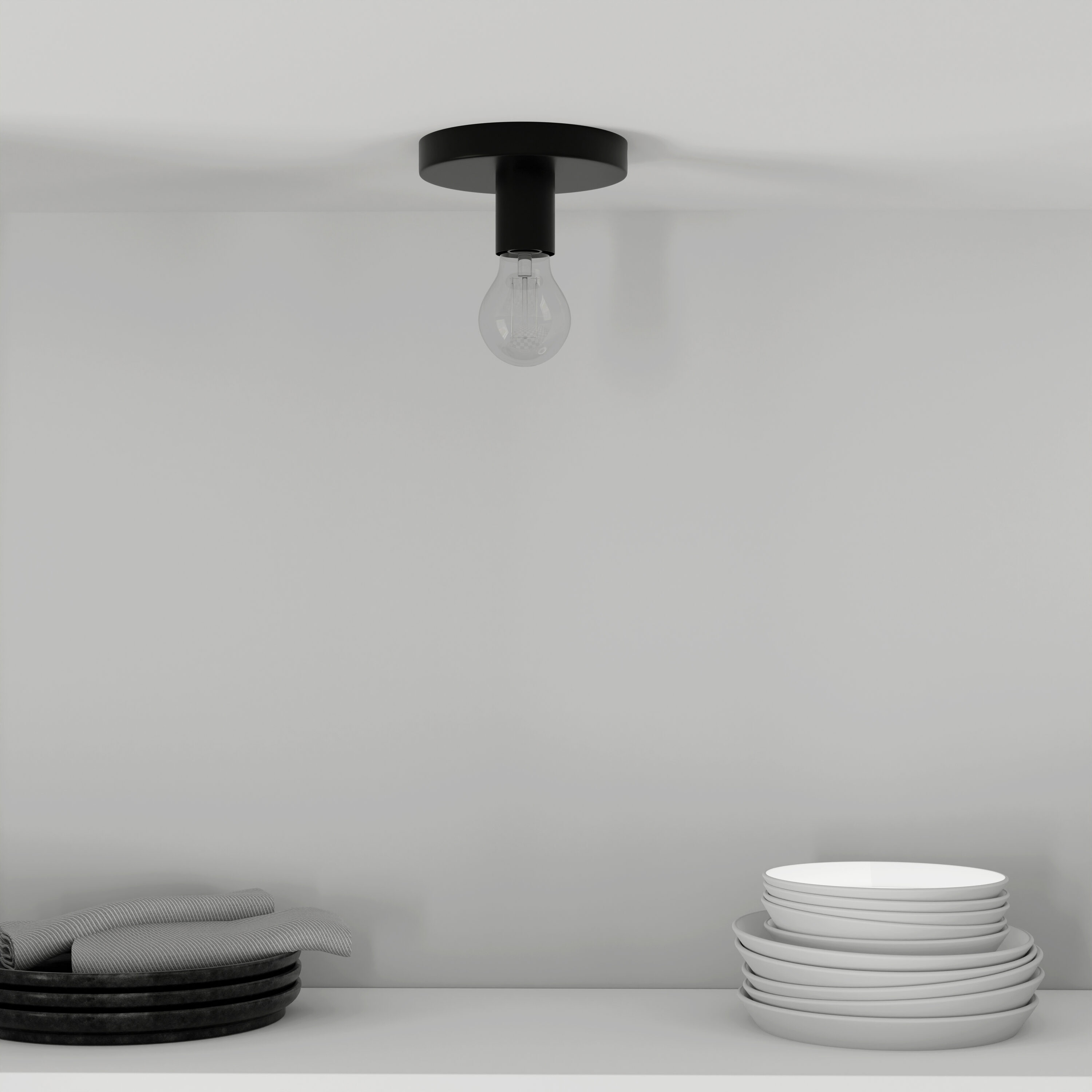 Project Source CLS101MBK 1 -Light 6-in Matte Black Flush Mount Light