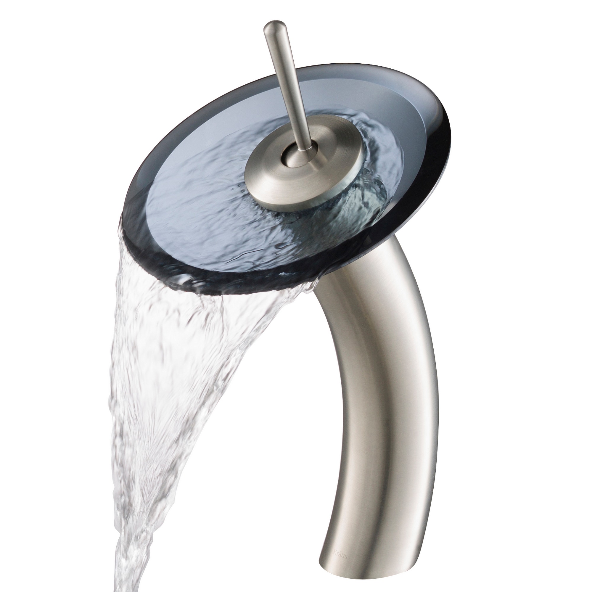 Satin Nickel and Glass Single Hole Vessel Faucet
