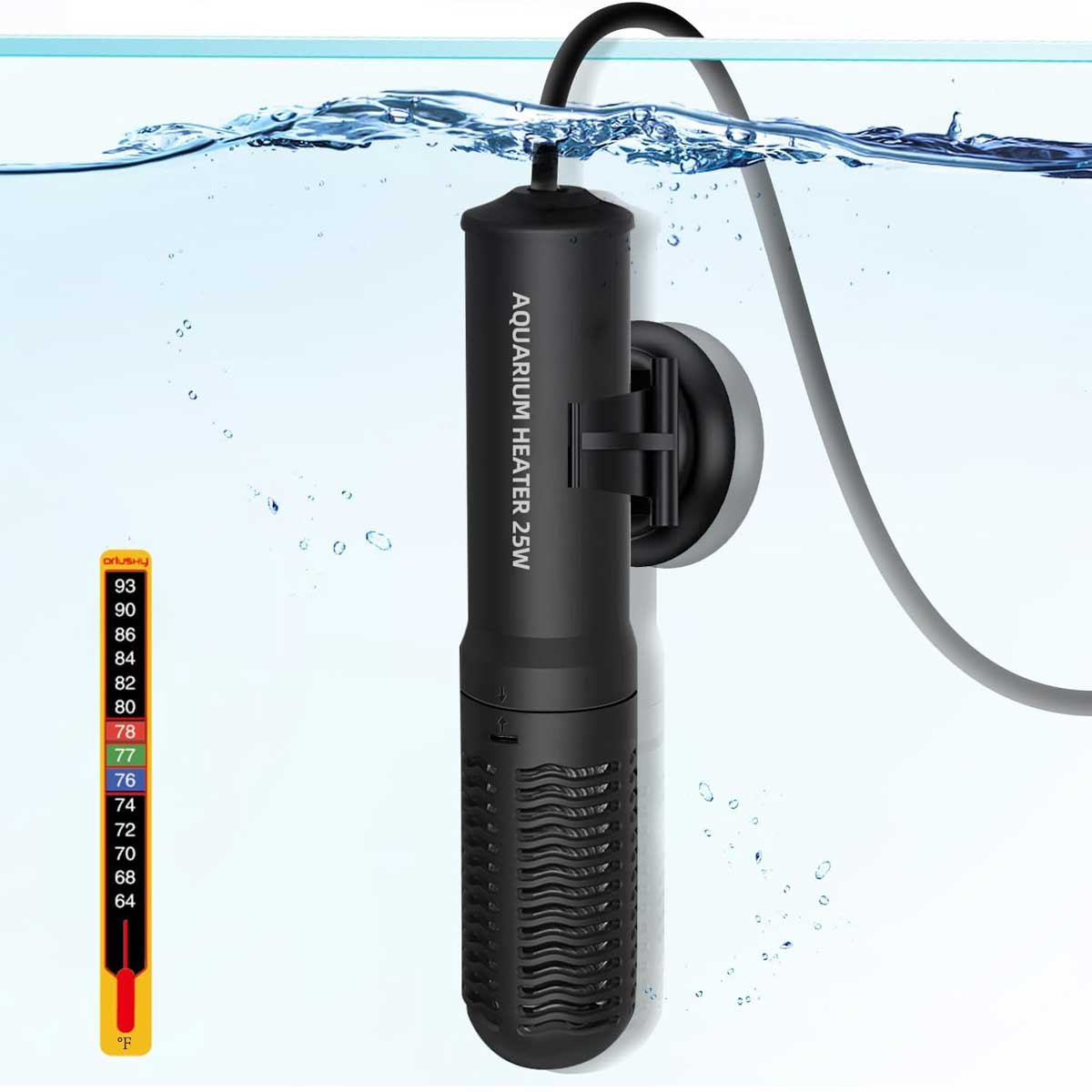 Aoibox  25W Submersible Aquarium Heater Constant Temperature Fish Tank Heater for 1-6 Gallon Freshwater Saltwater Tanks