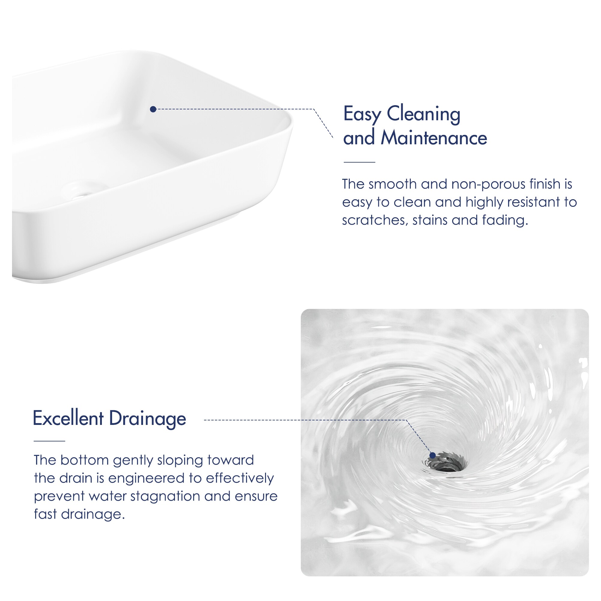 Salerno 20" x 15" White Vitreous China Rectangular Vessel Sink