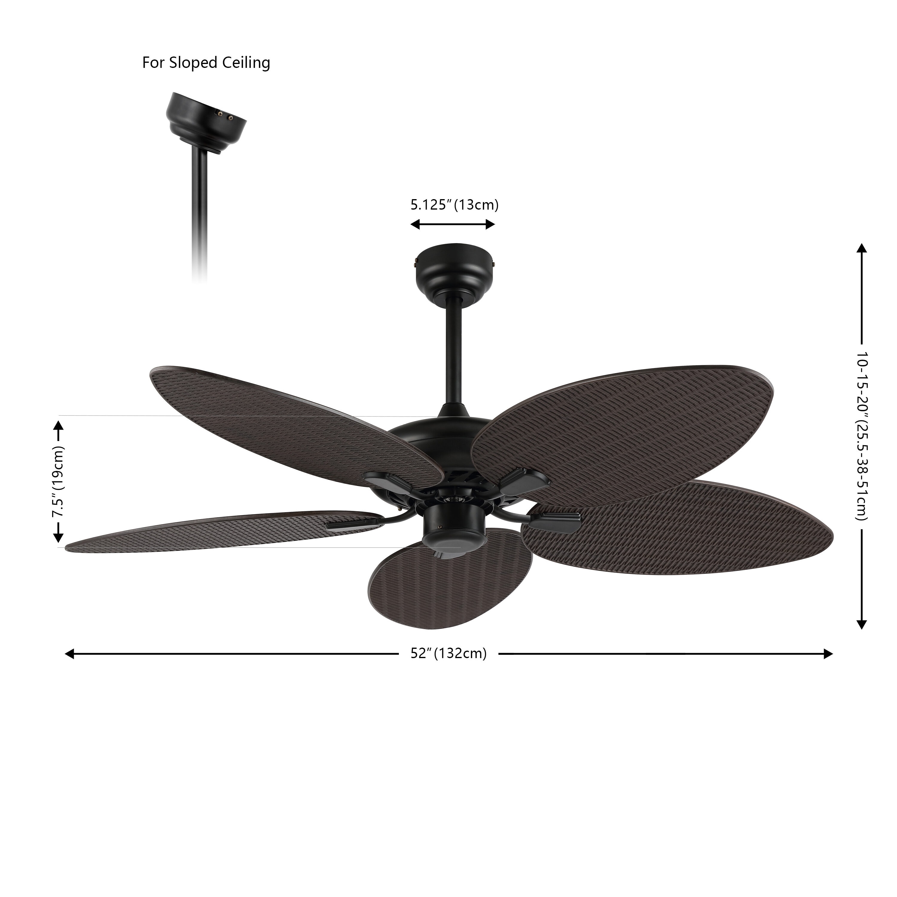 Raffles 52" Dark Brown Palm Blade Ceiling Fan with Remote