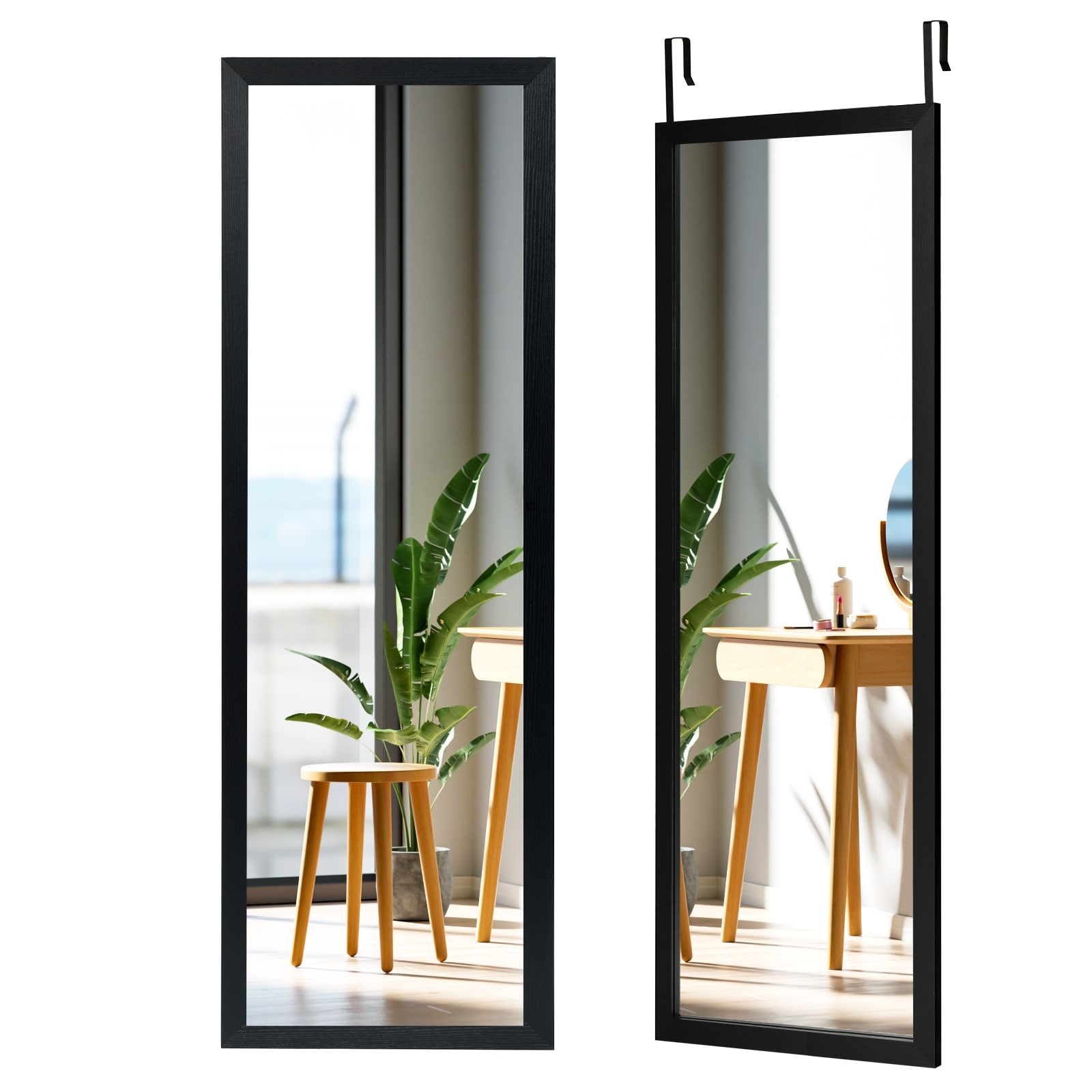 CASAINC HYSN-66332BK 14.5-in W x 47.5-in H Black Framed Full Length Wall Mirror