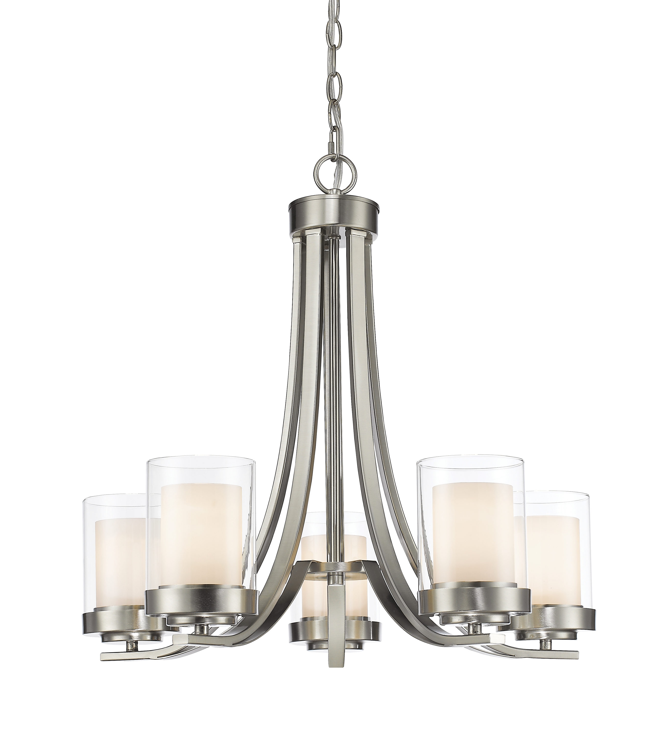 Z-Lite Willow 5-Light Brushed Nickel Modern/Contemporary Chandelier in ...