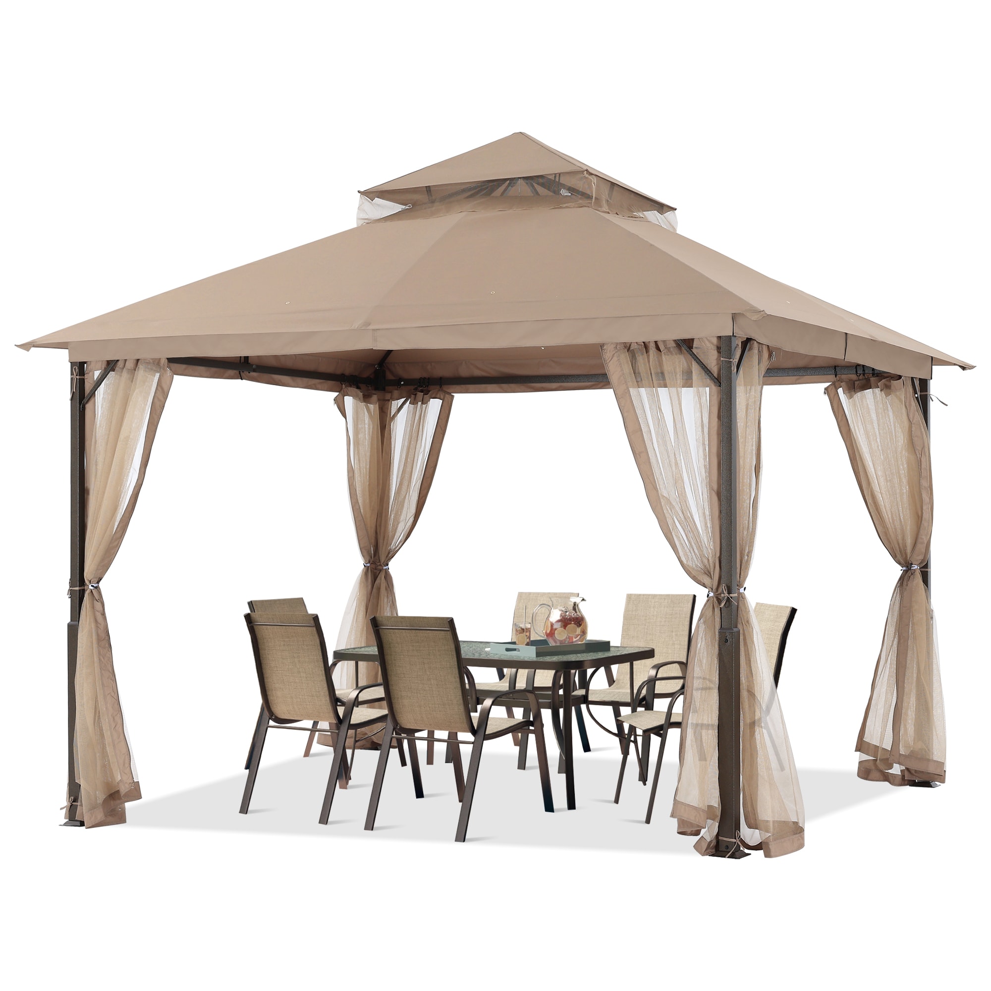 ABCCANOPY - 11-ft x 11-ft Soft Top Roof Steel Gazebo (Screen Included)