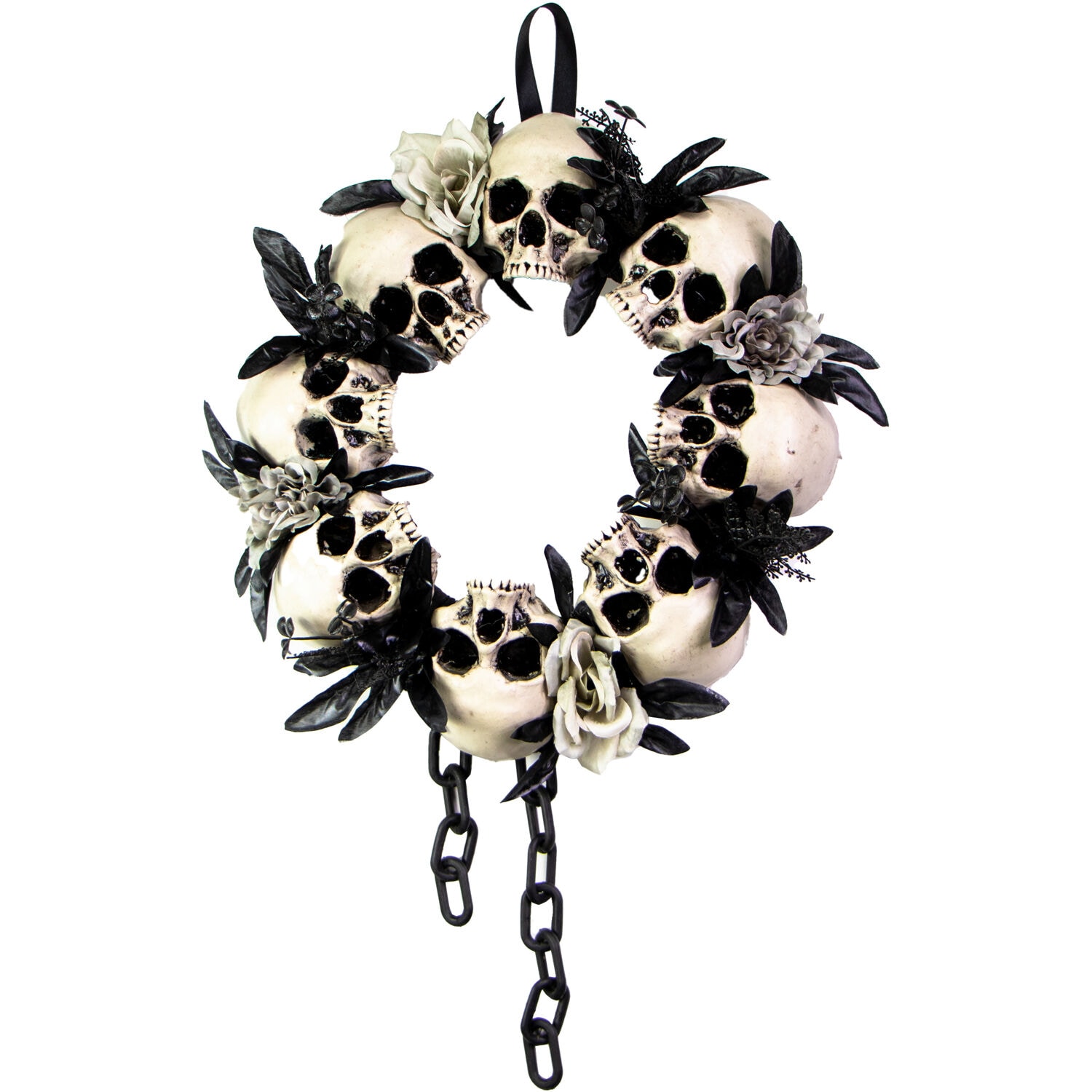 Haunted Hill Farm HHSKEL-9WRTH 15.7-Inches Multiple colors/finishes Skull Artificial wreath