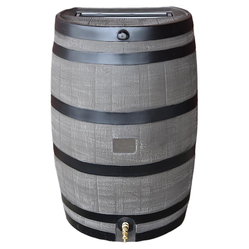 Rain Barrel with Brass SpigotWater Flat Back Collection RTS Brown Oak 50 Gal 