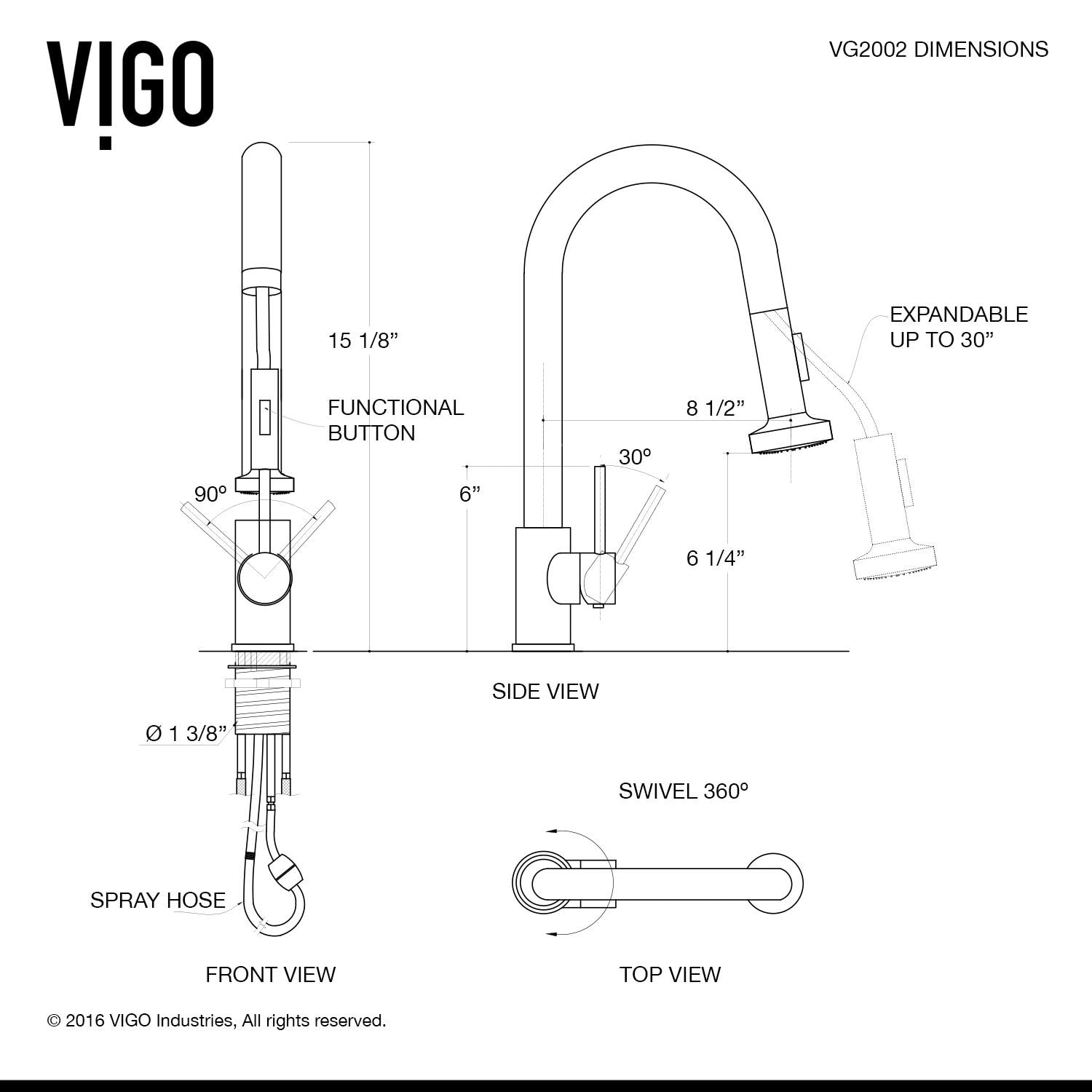 VIGO Harrison Stainless Steel Single Handle Pull Down Kitchen Faucet   62979936 