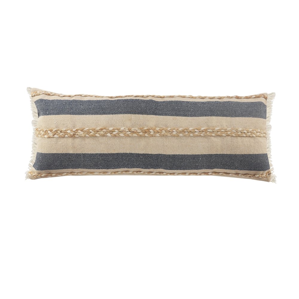 LR Home Ox Bay Blue/Tan Stripe Cotton Blend Pillow Cover
