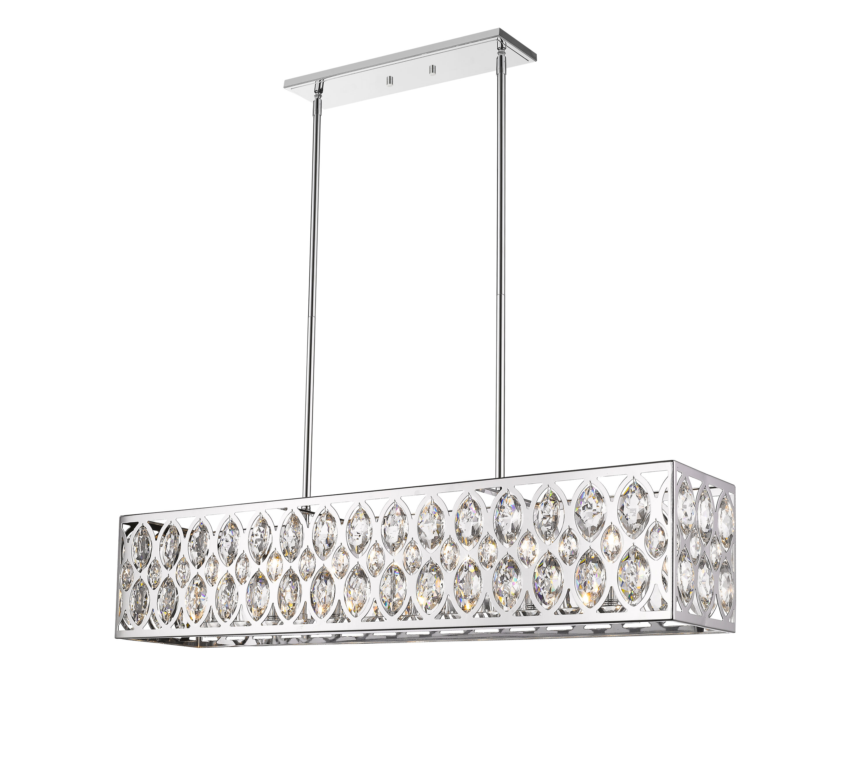 Elegant Dealey Chrome Crystal Rectangular Chandelier