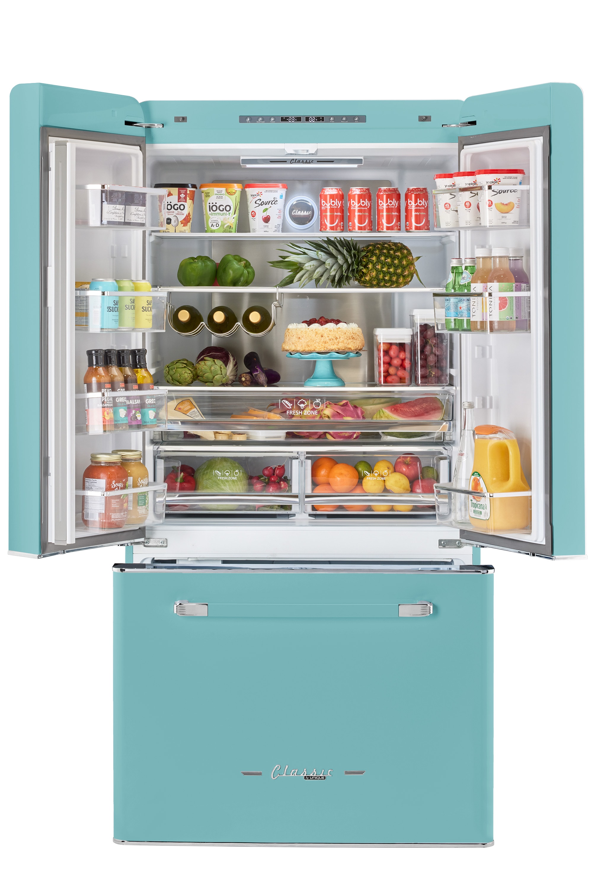 Ocean Mist Turquoise French Door Refrigerator with Ice Maker