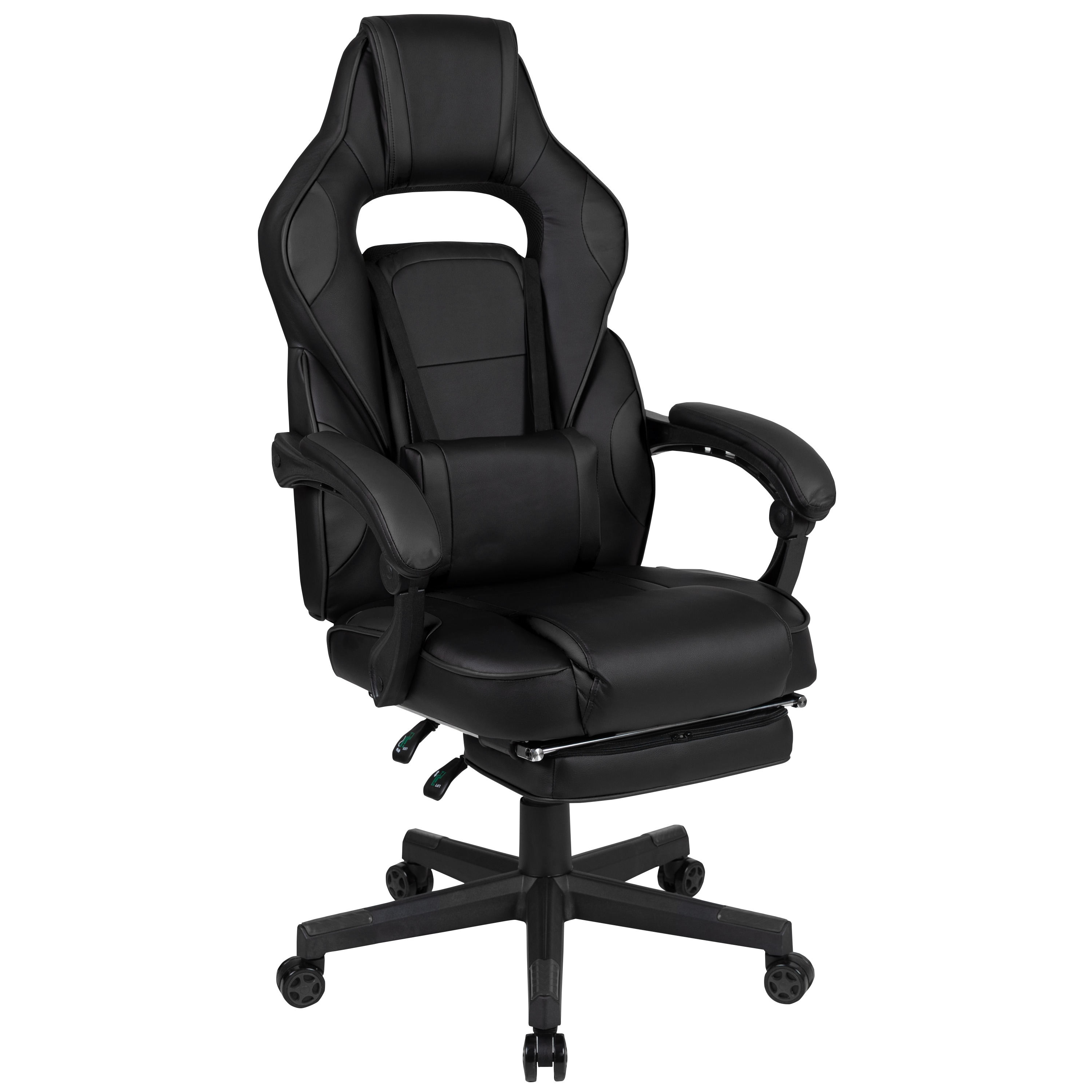 Emma + Oliver 889142994930 Black Ergonomic Gaming Chair -Recline Back/Arms; Footrest; Massaging Lumbar
