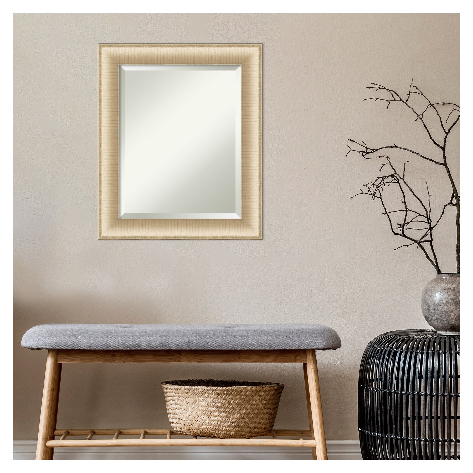 Elegant Brushed Honey Gold Framed Rectangular Wall Mirror