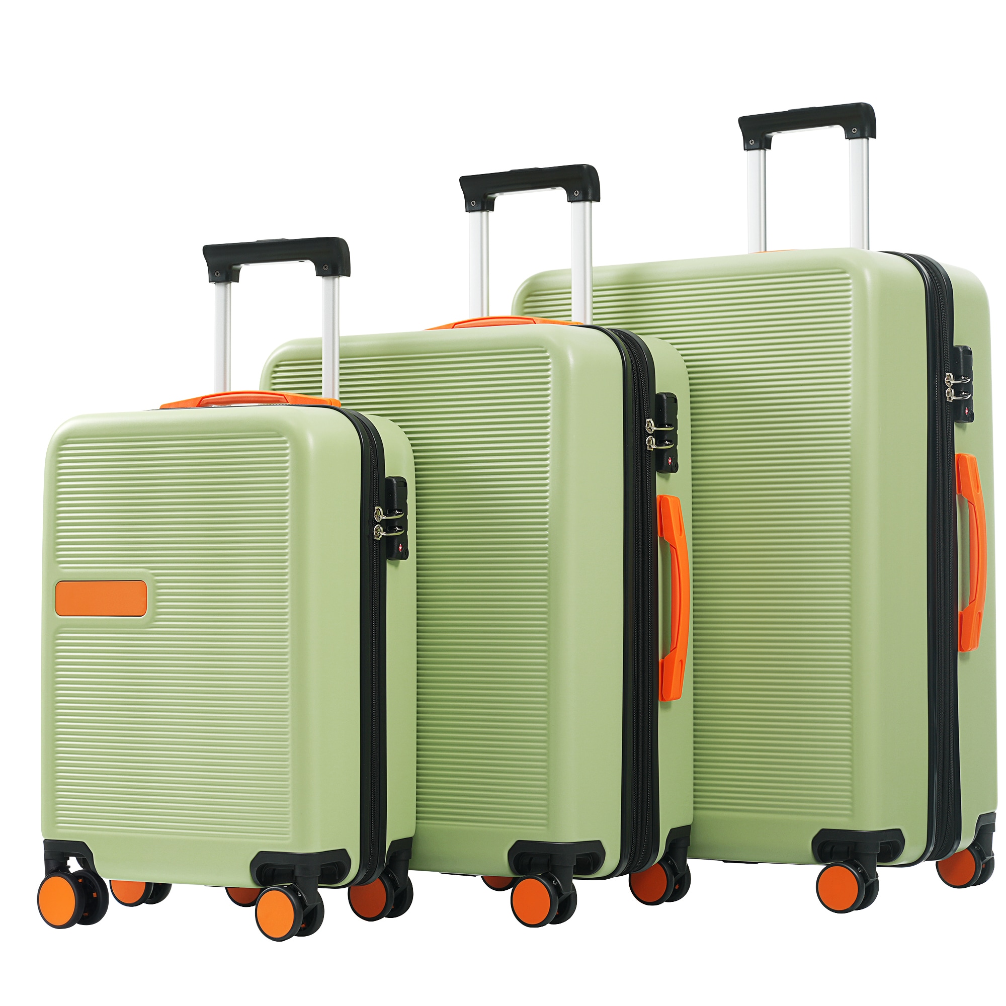 Flynama L-P178105N 18.5'' x 12.2'' x 28'' Light Green Plastic Hardshell Suitcase set