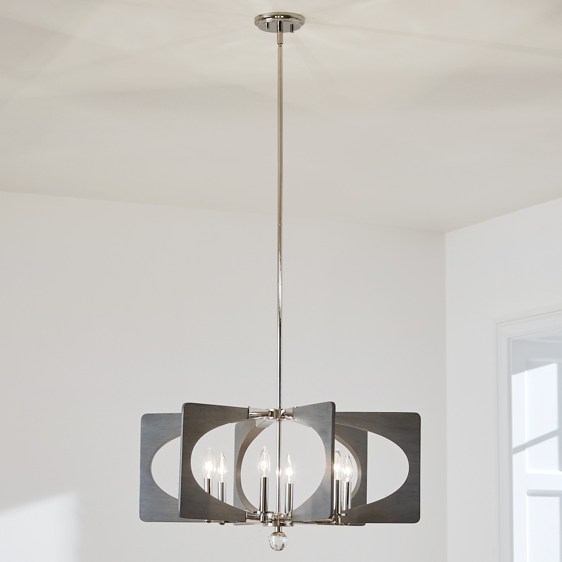 Kichler 44360DWG Alscar 6 -Light Polished Nickel Transitional For Use in Bedrooms, Dining Rooms, Foyers, Kitchens, Living Rooms Chandelier